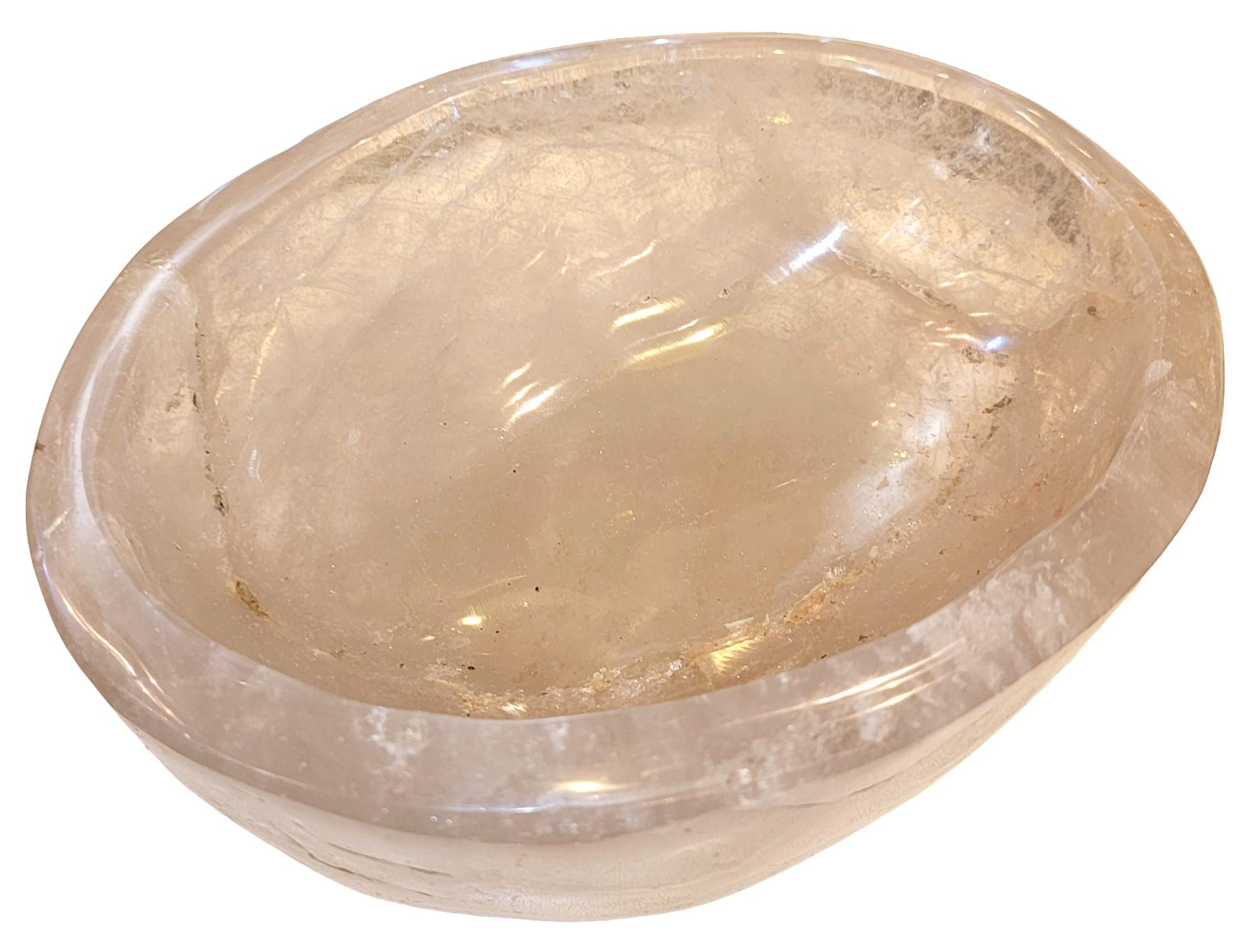 Mid-20th Century Vintage Italian Rock Crystal Hand Carved Bowl  For Sale