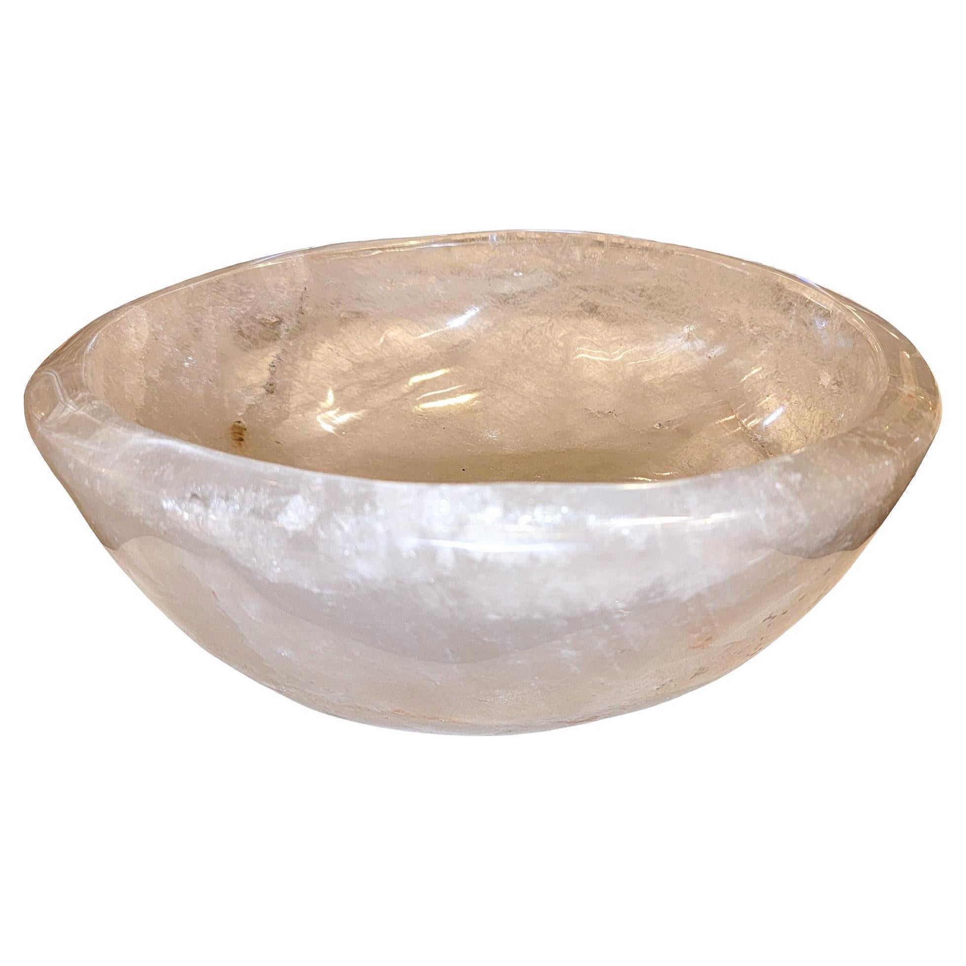 Vintage Italian Rock Crystal Hand Carved Bowl  For Sale