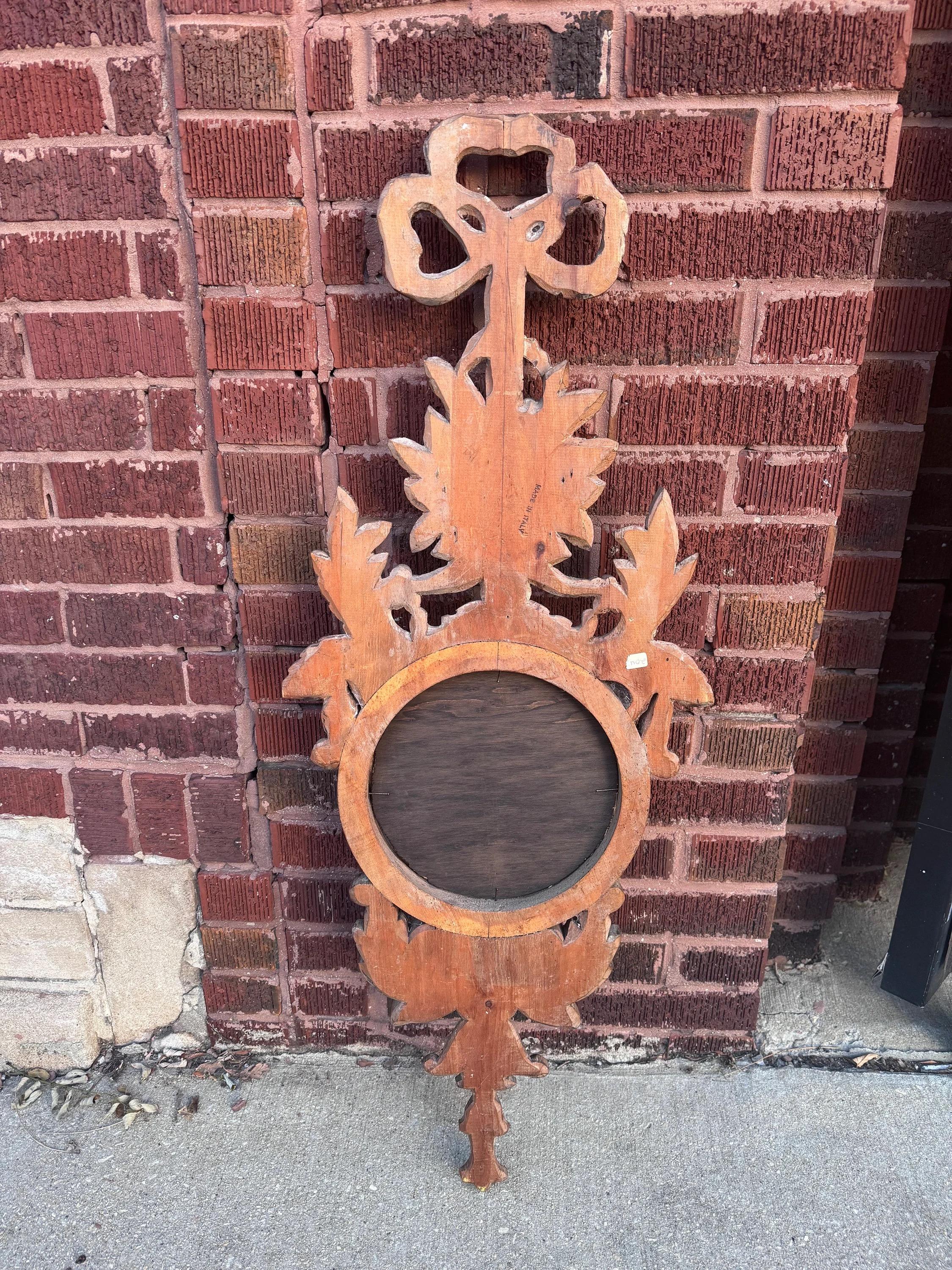 Glass Vintage Italian Rococo Carved Ornate Wall Mirror