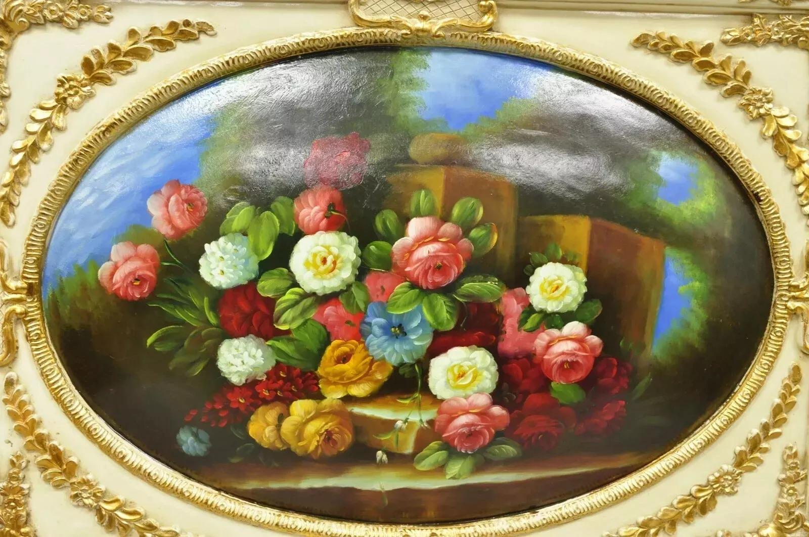 Rococò Quadro d'arte da parete Vintage Italian Rococo Flower Still Life di Mirtex Trading in vendita