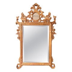 Vintage Italian Rococo Giltwood Wall Mirror / Overmantel Mirror / Pier Mirror