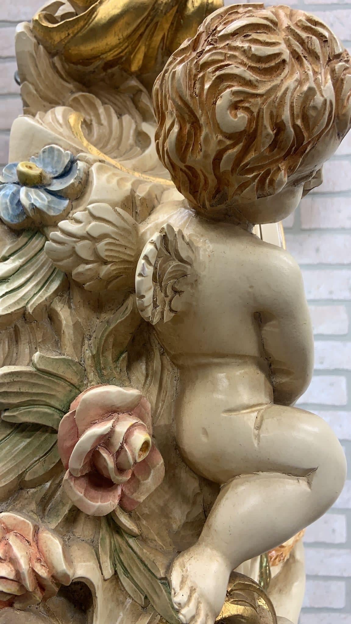 Vintage Italian Rococo Hand Carved and Painted Cherub/Angel Grandfathers Clock For Sale 2