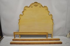Vintage Italian Rococo Shell Carved Ornate Wooden Full Size Bed Frame