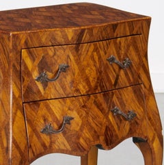 Vintage Italian Rococo Style Burl Wood Marquetry Commode with Cabriole Legs