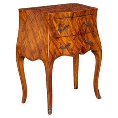 Vintage Italian Rococo Style Burl Wood Marquetry Commode with Cabriole Legs