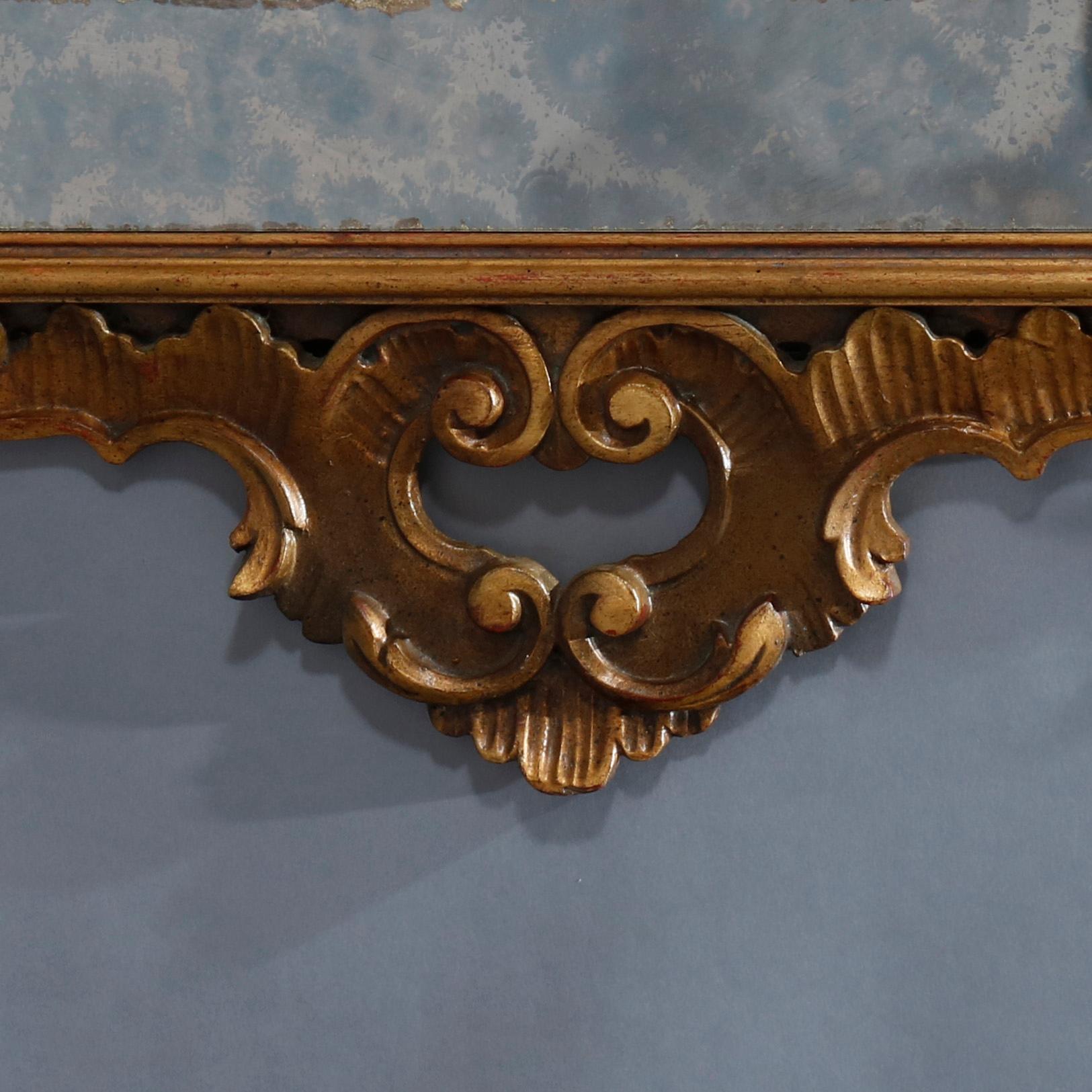 Vintage Italian Rococo Style Giltwood Parclose Over Mantel Mirror by Karges 5