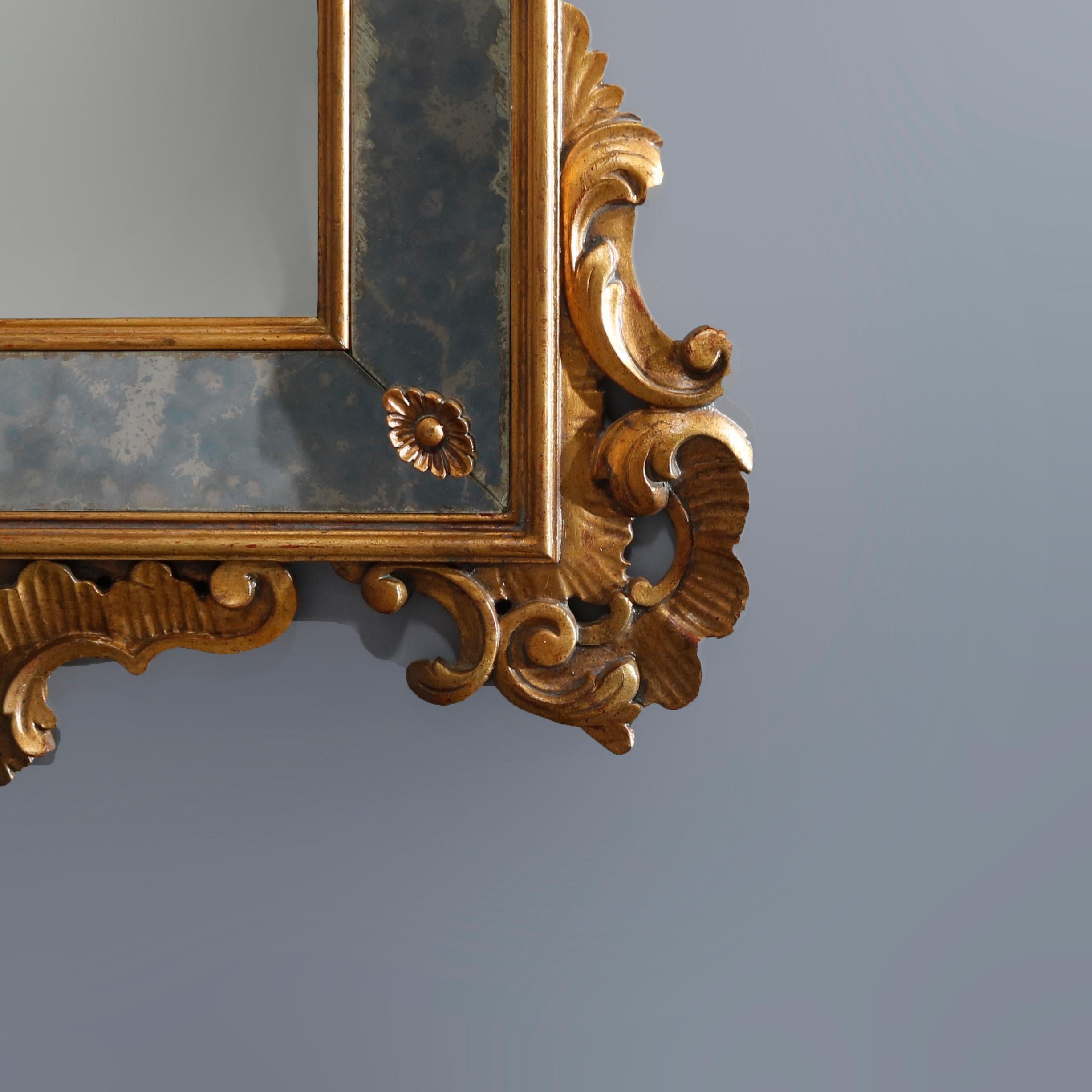 Vintage Italian Rococo Style Giltwood Parclose Over Mantel Mirror by Karges 11