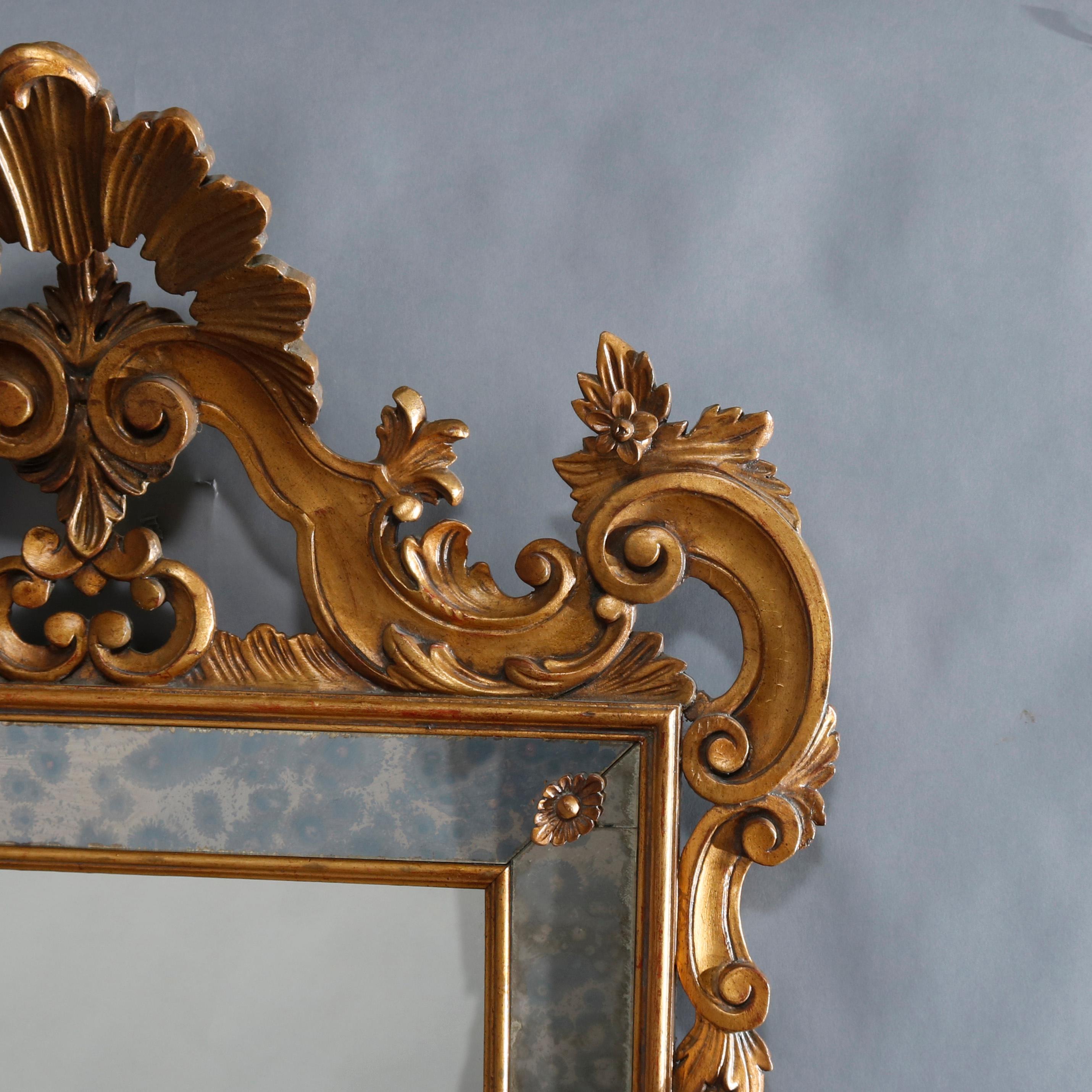 Vintage Italian Rococo Style Giltwood Parclose Over Mantel Mirror by Karges 1