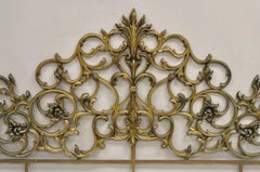 Vintage Italian Rococo Style Gold Gilt Metal Scrolling King Size Bed Headboard