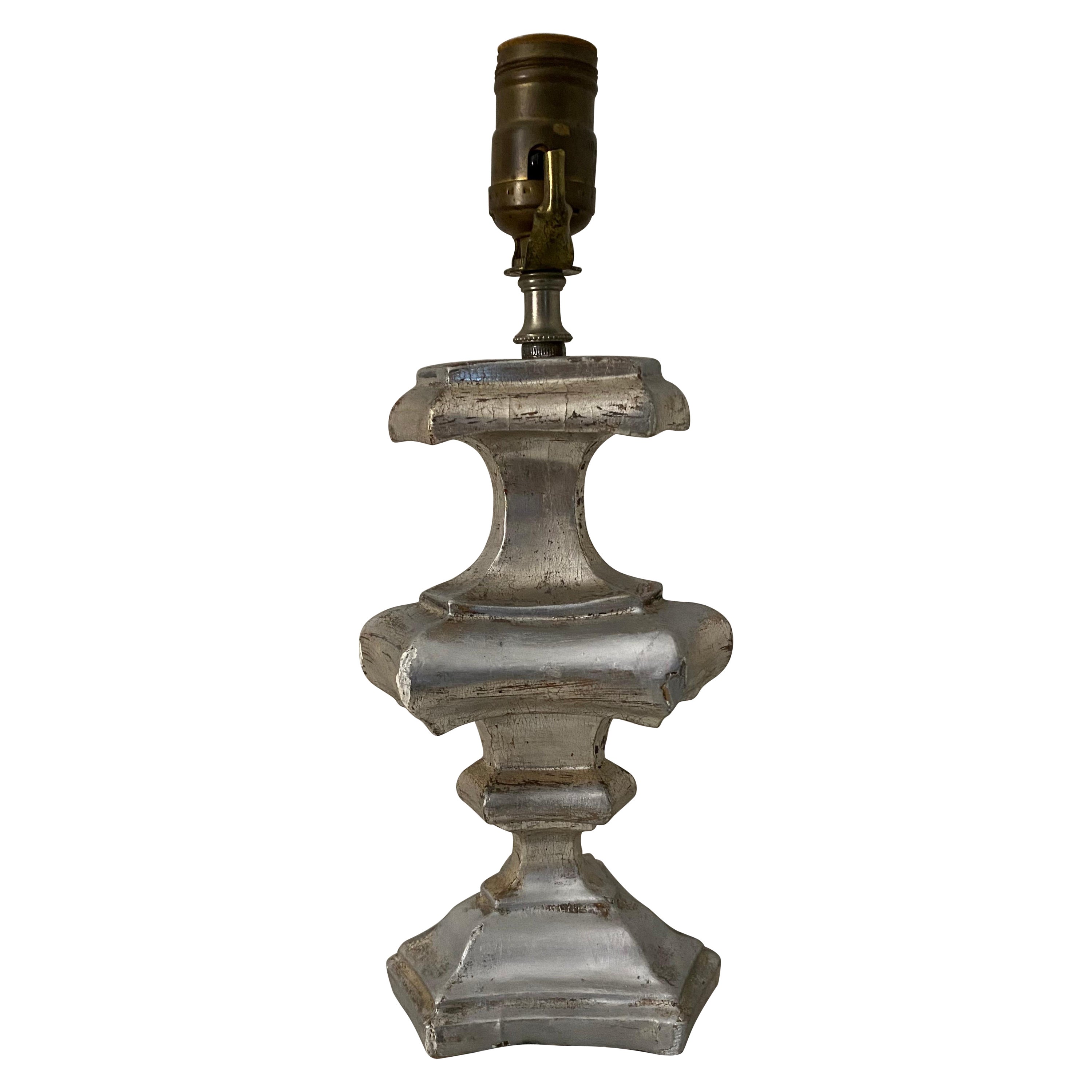 Lampe de bureau italienne vintage de style rococo en argent doré