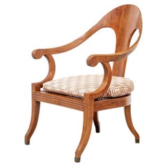 Silla romana vintage italiana con respaldo de cuchara en madera de olivo para restaurar