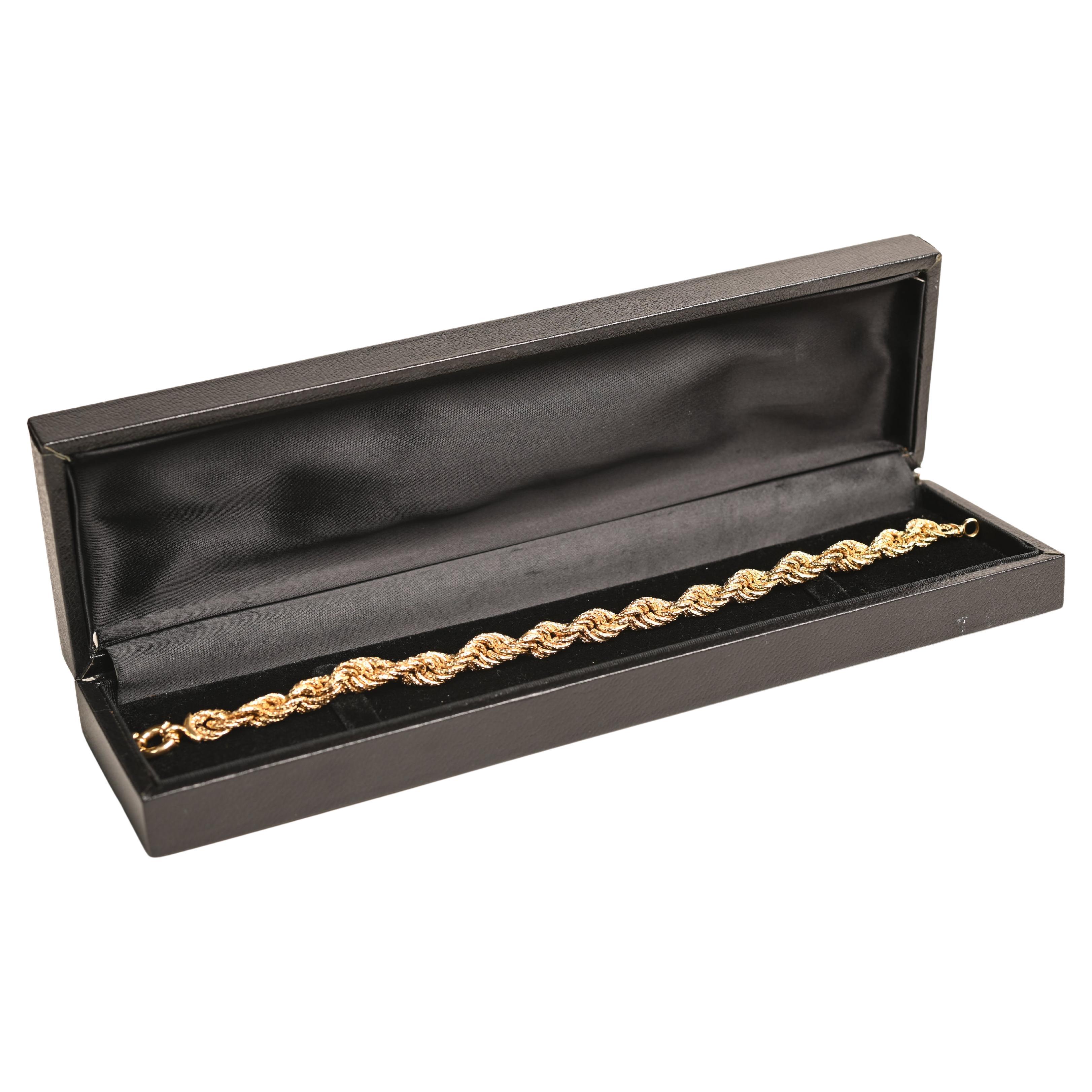 Vintage Italian Rope Design Bracelet, 14K Yellow Gold For Sale