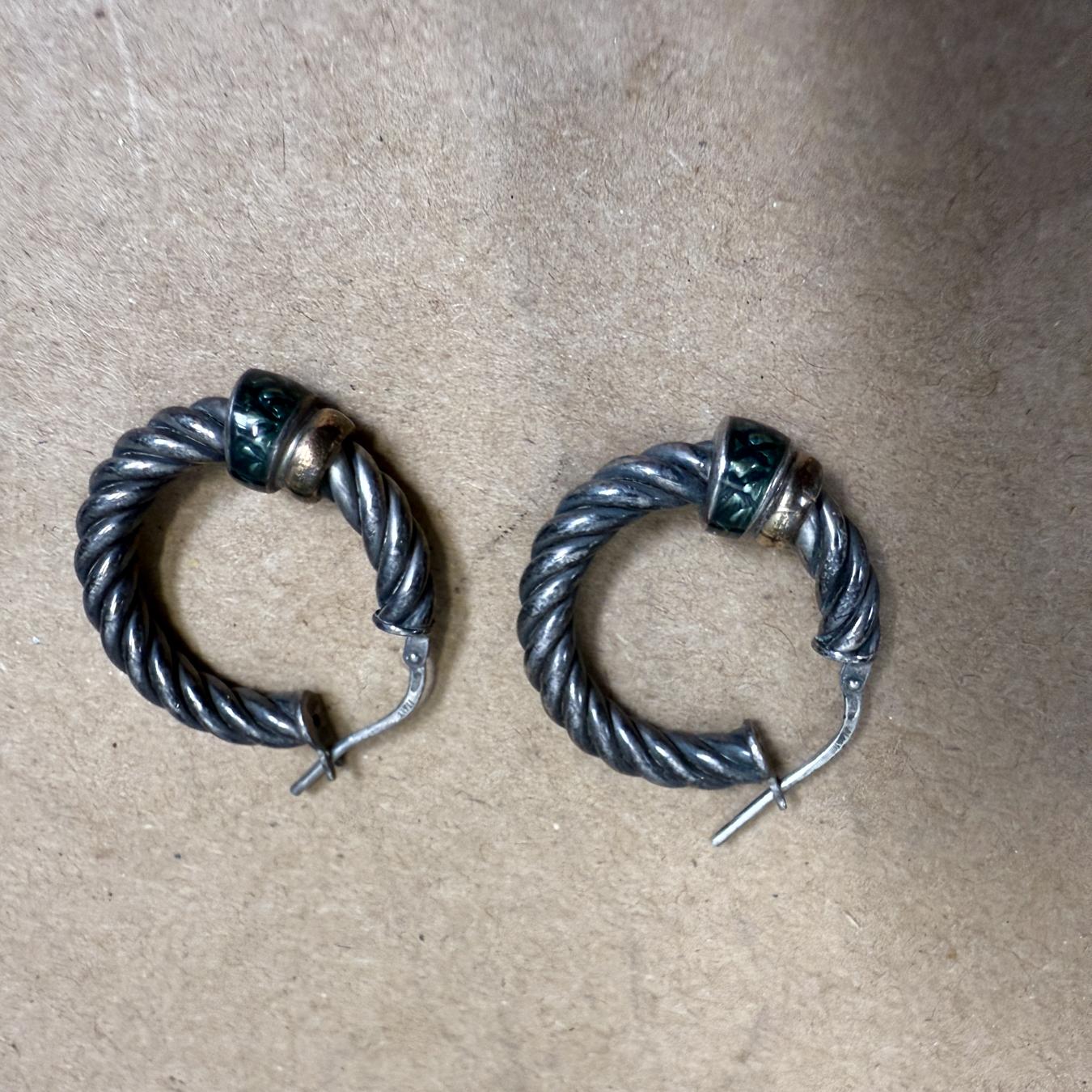 Mid-Century Modern Italian Hoop Earrings Cable Twist Silver and 18K For Sale