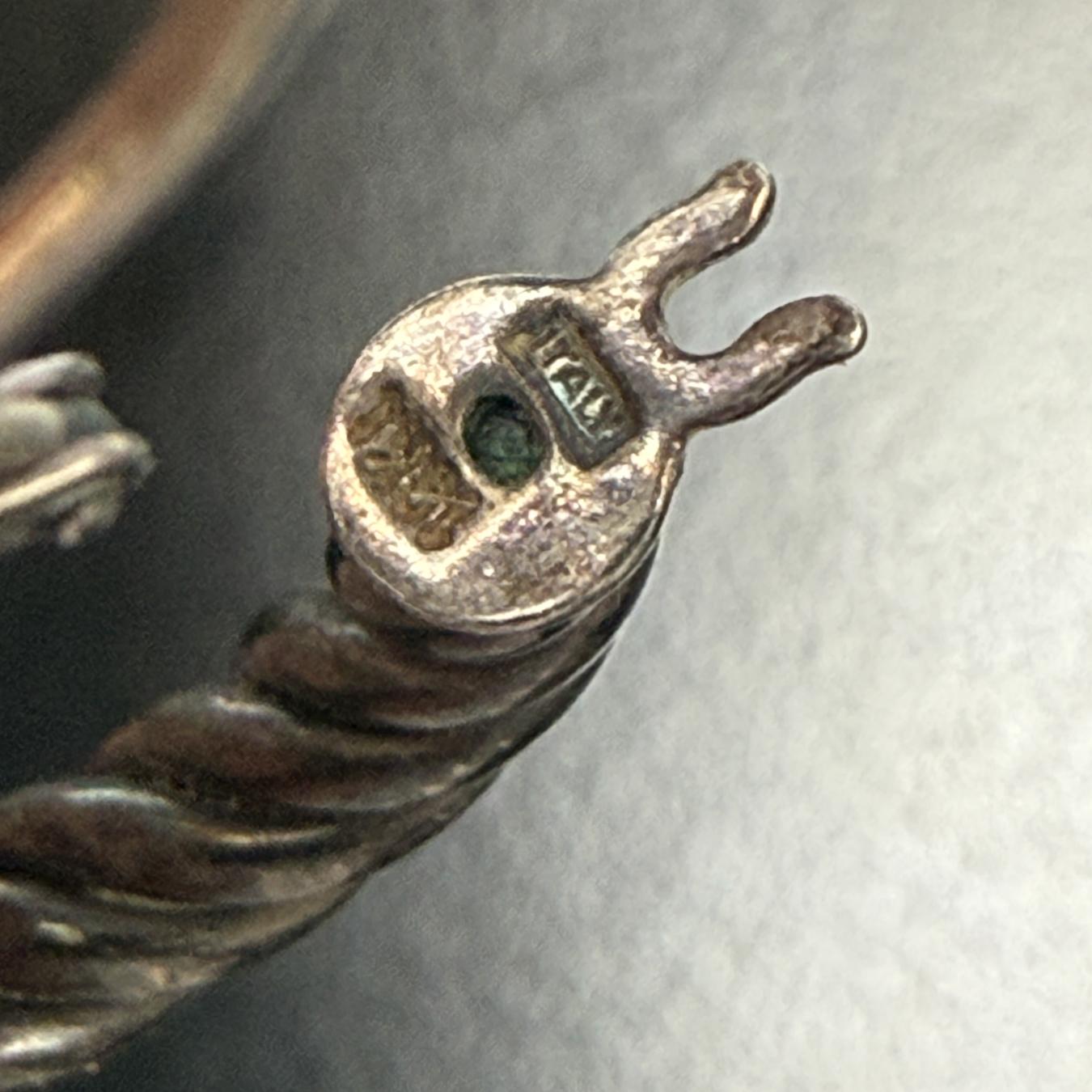Italian Hoop Earrings Cable Twist Silver and 18K In Good Condition For Sale In Chula Vista, CA