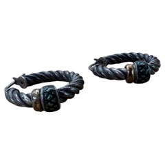 Italienische Creolen aus Cable Twist Silber und 18K