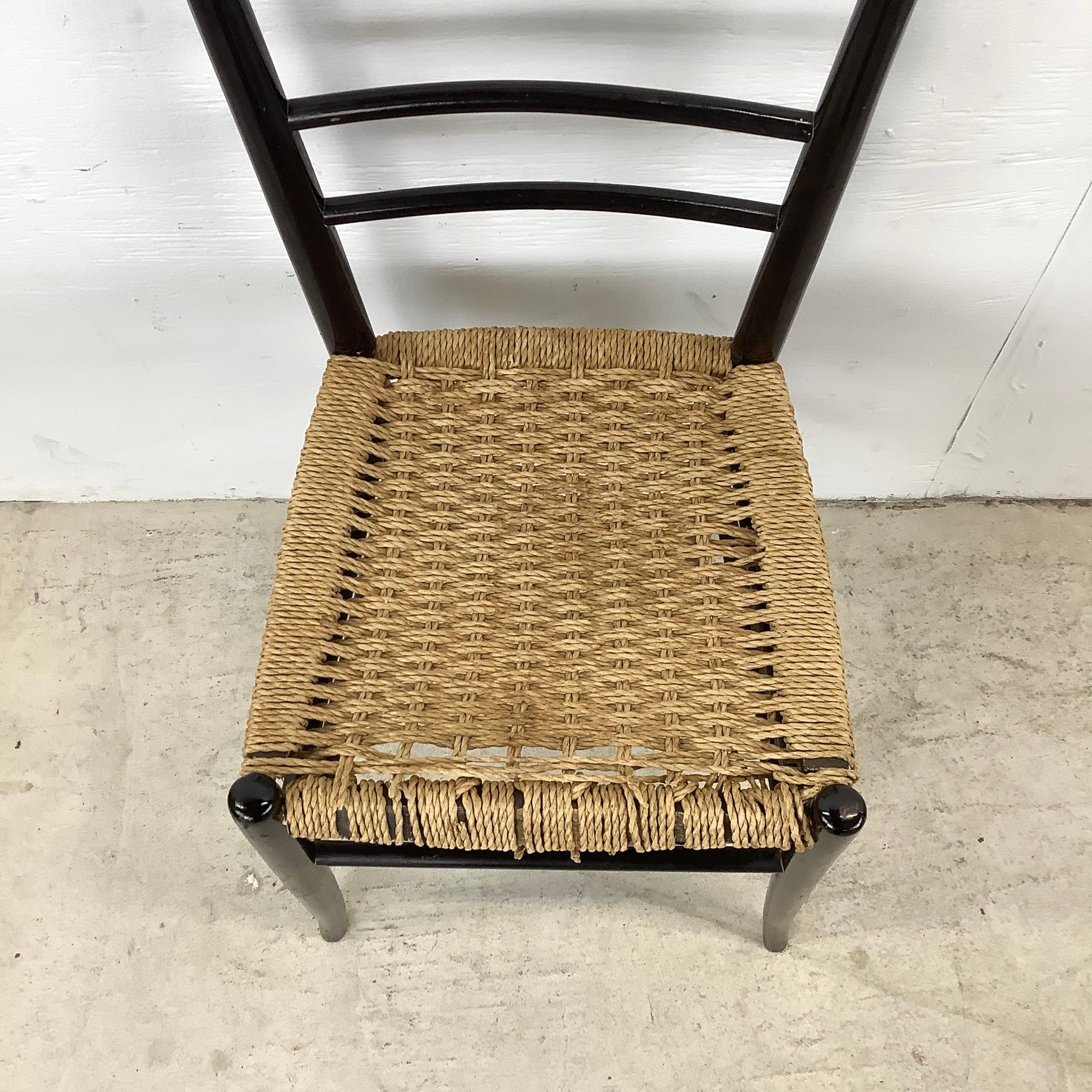 Vintage Italian Rope Seat Dining Chairs- Set of Four For Sale 4