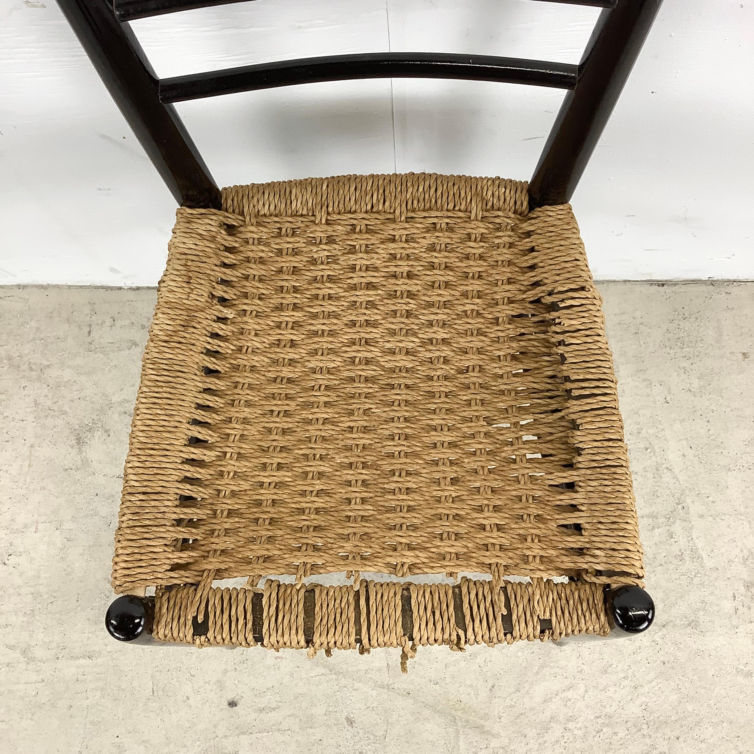 Vintage Italian Rope Seat Dining Chairs- Set of Four For Sale 5