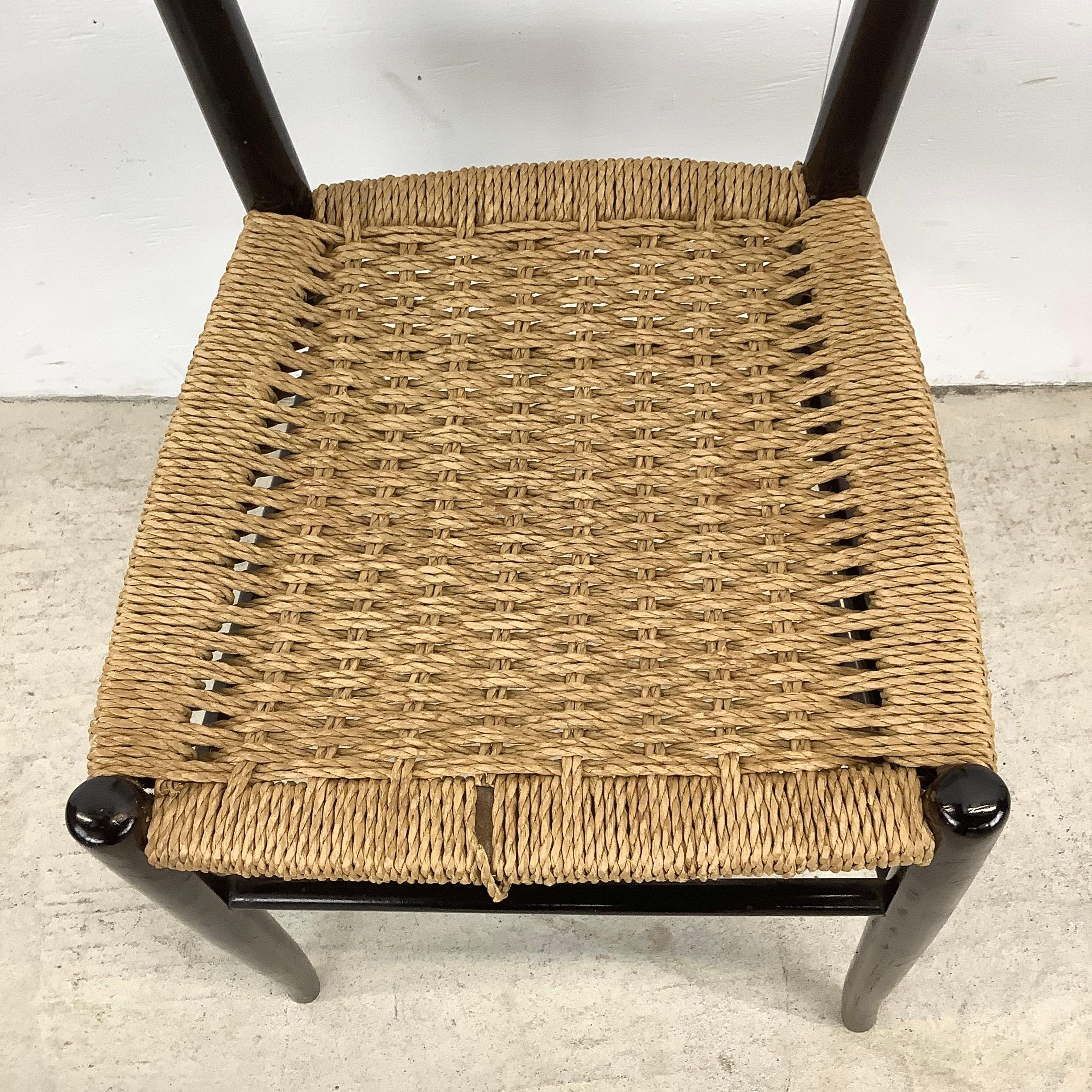 Vintage Italian Rope Seat Dining Chairs- Set of Four For Sale 6