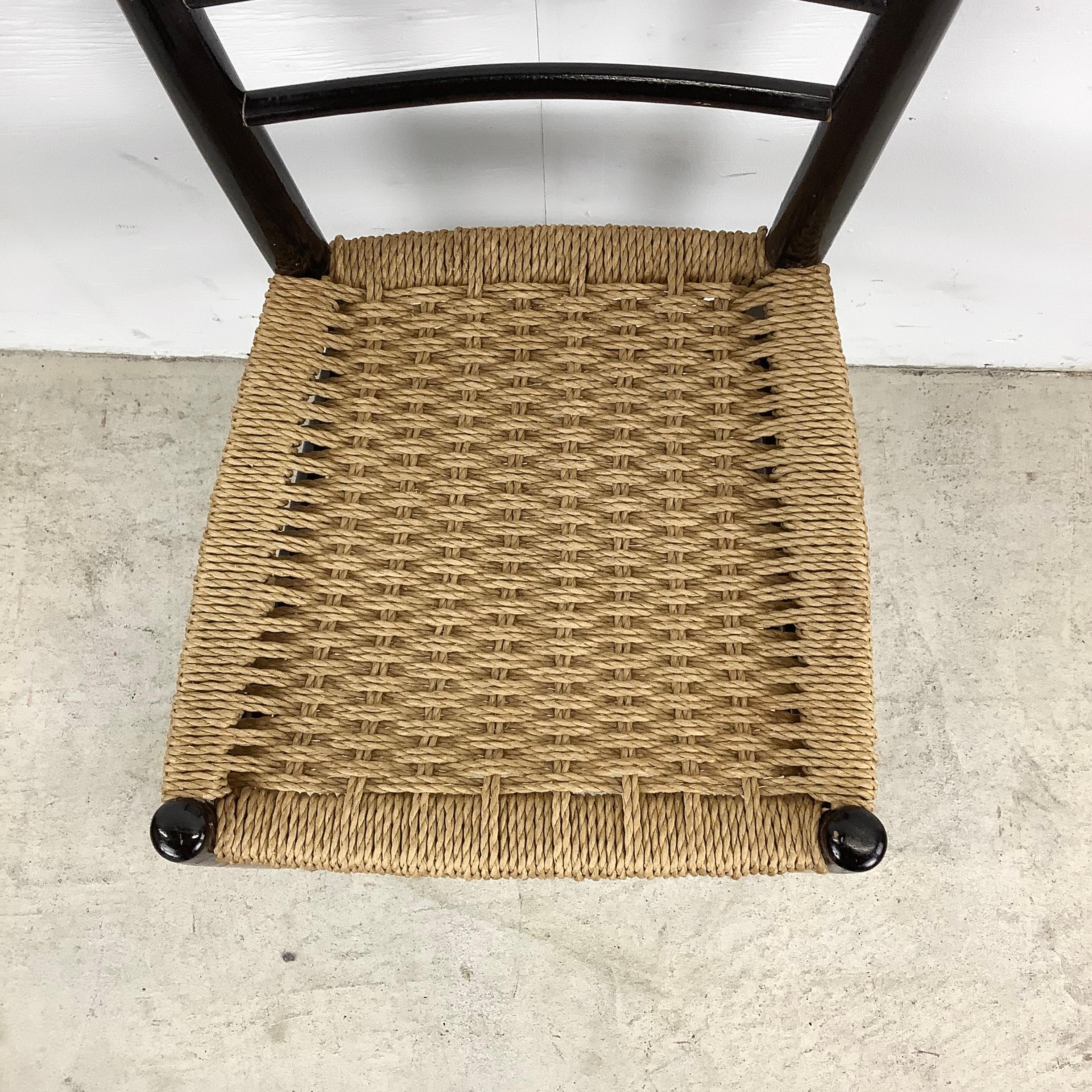 Vintage Italian Rope Seat Dining Chairs- Set of Four 6