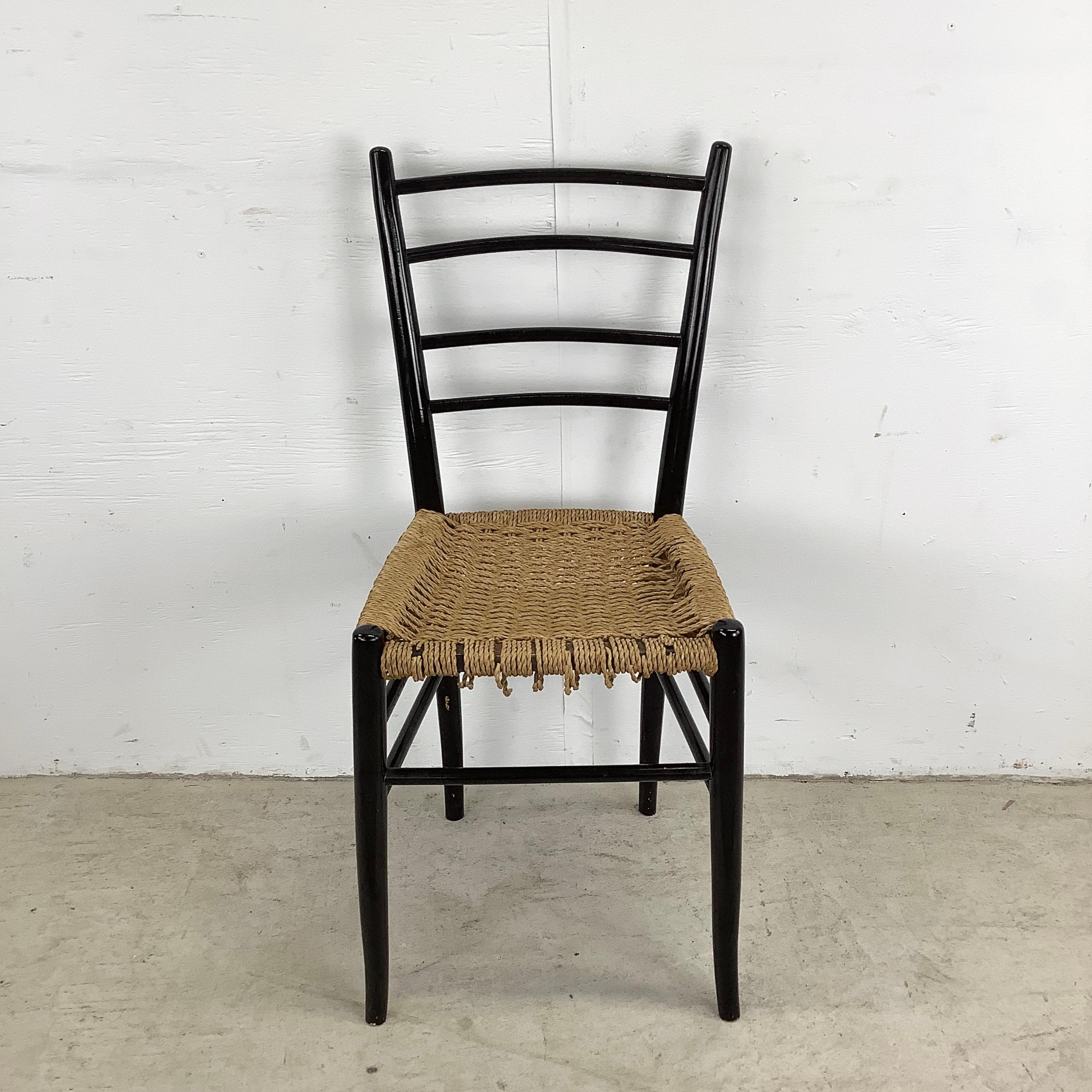 Vintage Italian Rope Seat Dining Chairs- Set of Four For Sale 9