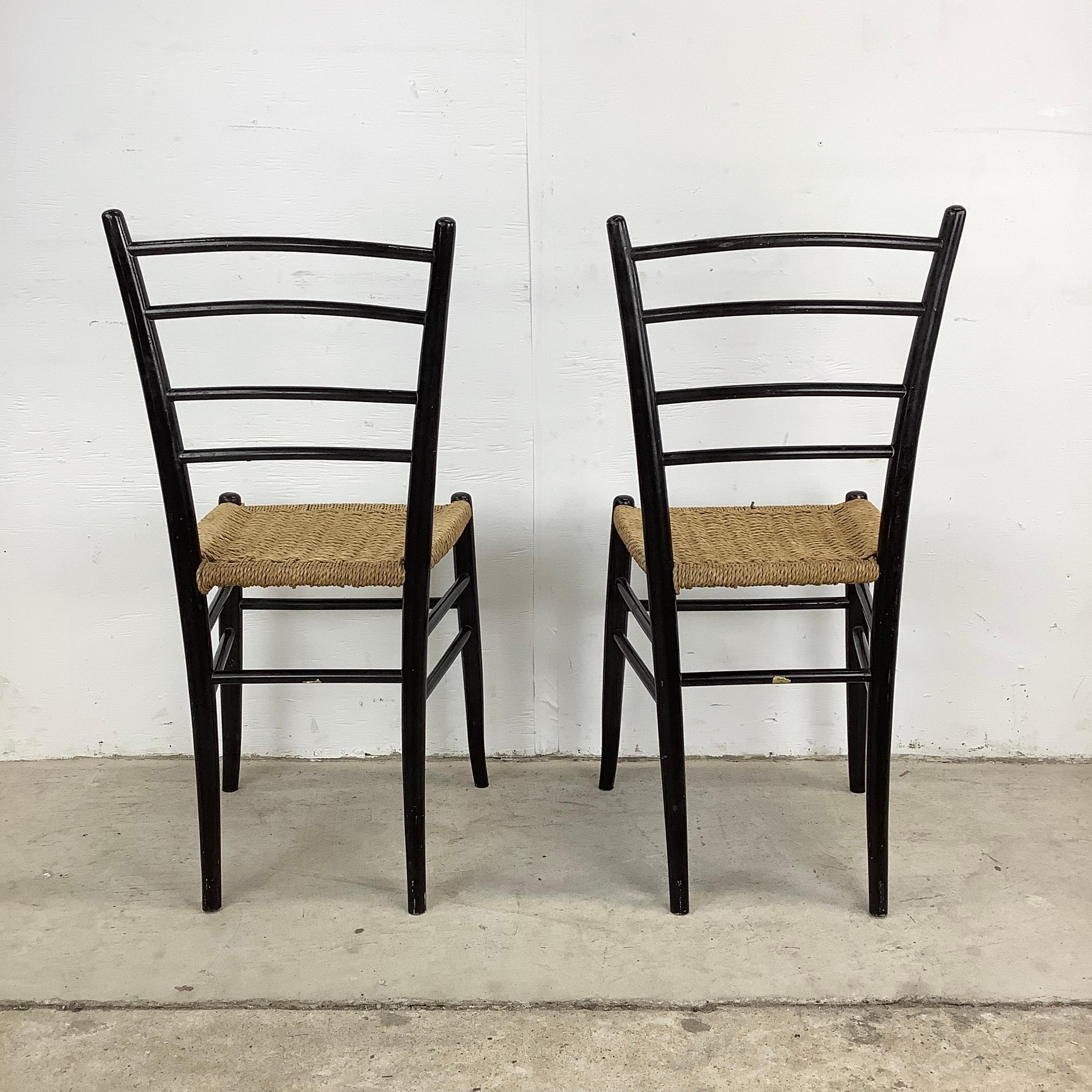 Other Vintage Italian Rope Seat Dining Chairs- Set of Four For Sale