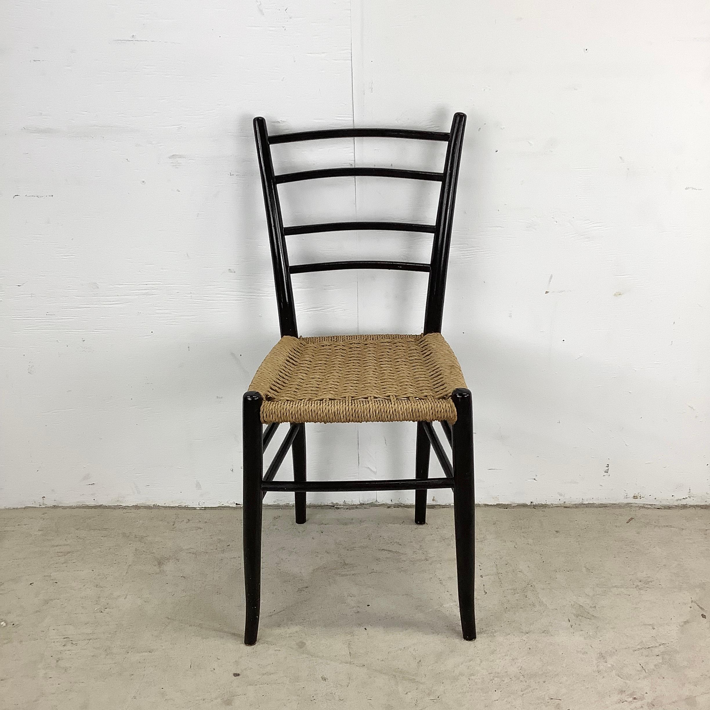 Vintage Italian Rope Seat Dining Chairs- Set of Four For Sale 1
