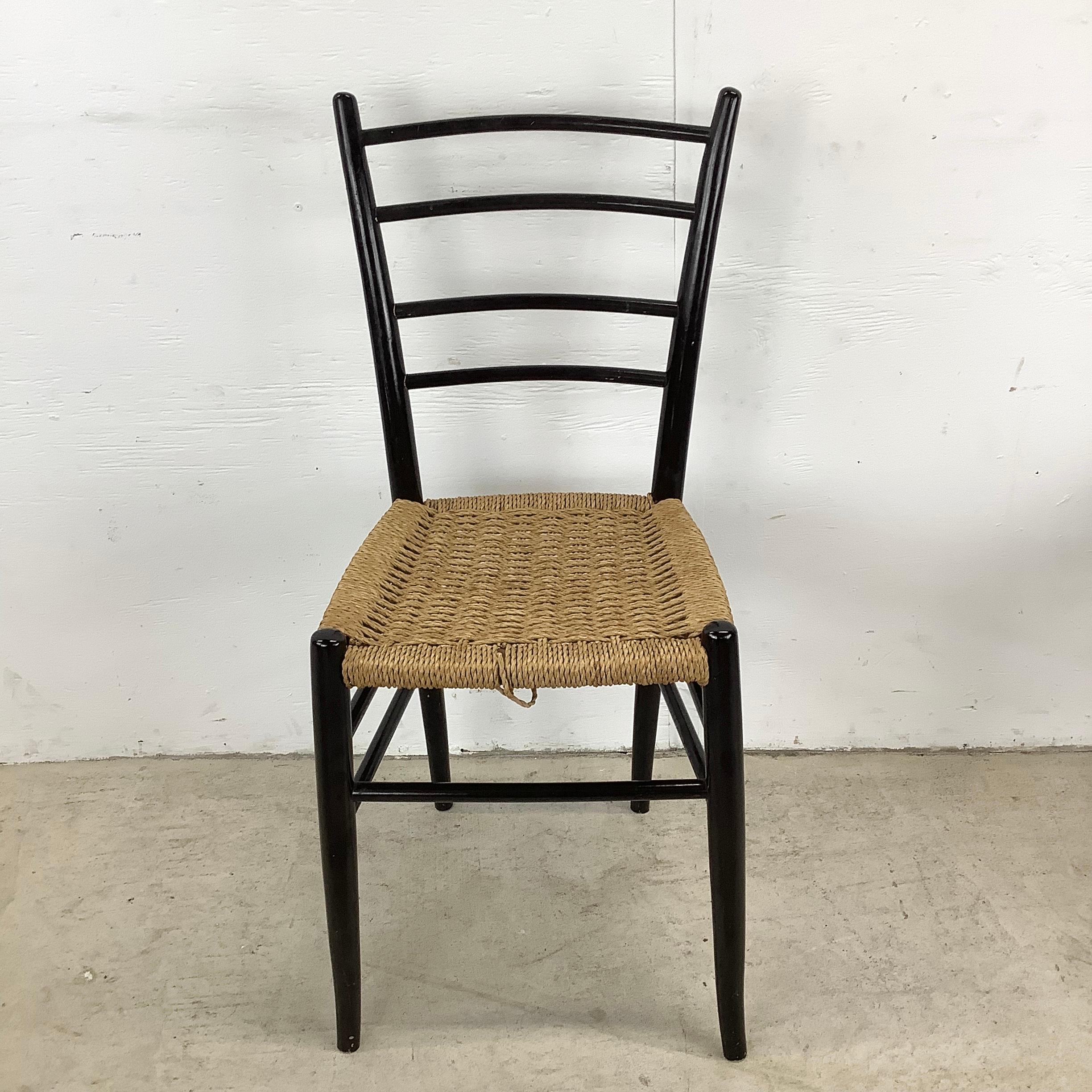 Vintage Italian Rope Seat Dining Chairs- Set of Four For Sale 2