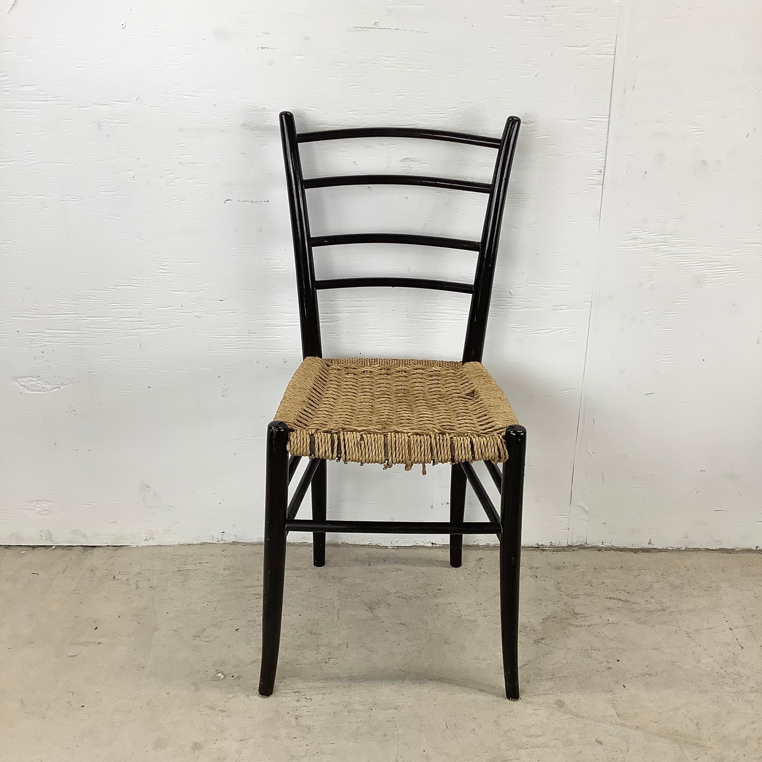 Vintage Italian Rope Seat Dining Chairs- Set of Four For Sale 3