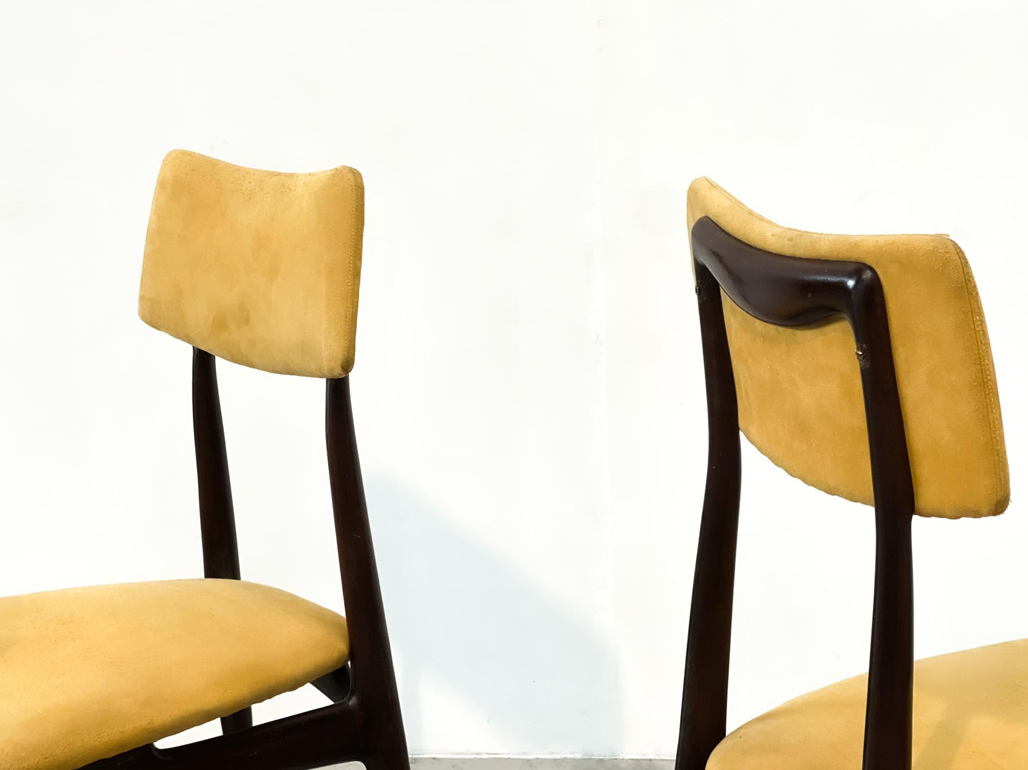 Marbre Chaises de salle à manger italiennes vintage en bois de rose, années 1950 en vente