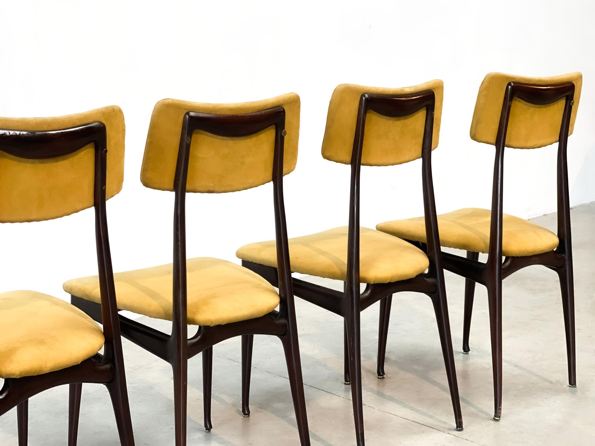 Marble Vintage italian rosewood dining chairs, 1950s For Sale