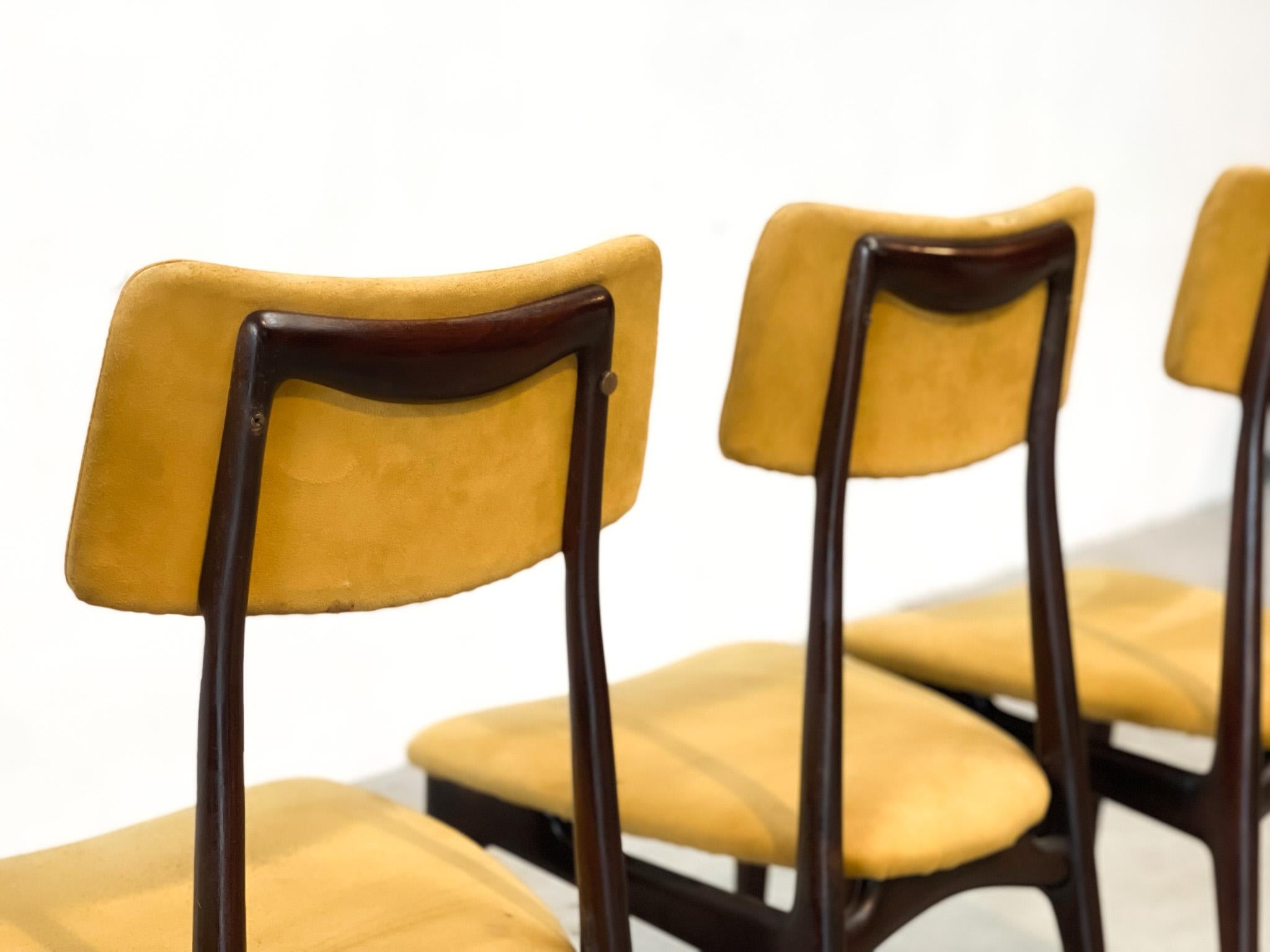 Vintage italian rosewood dining chairs, 1950s For Sale 1