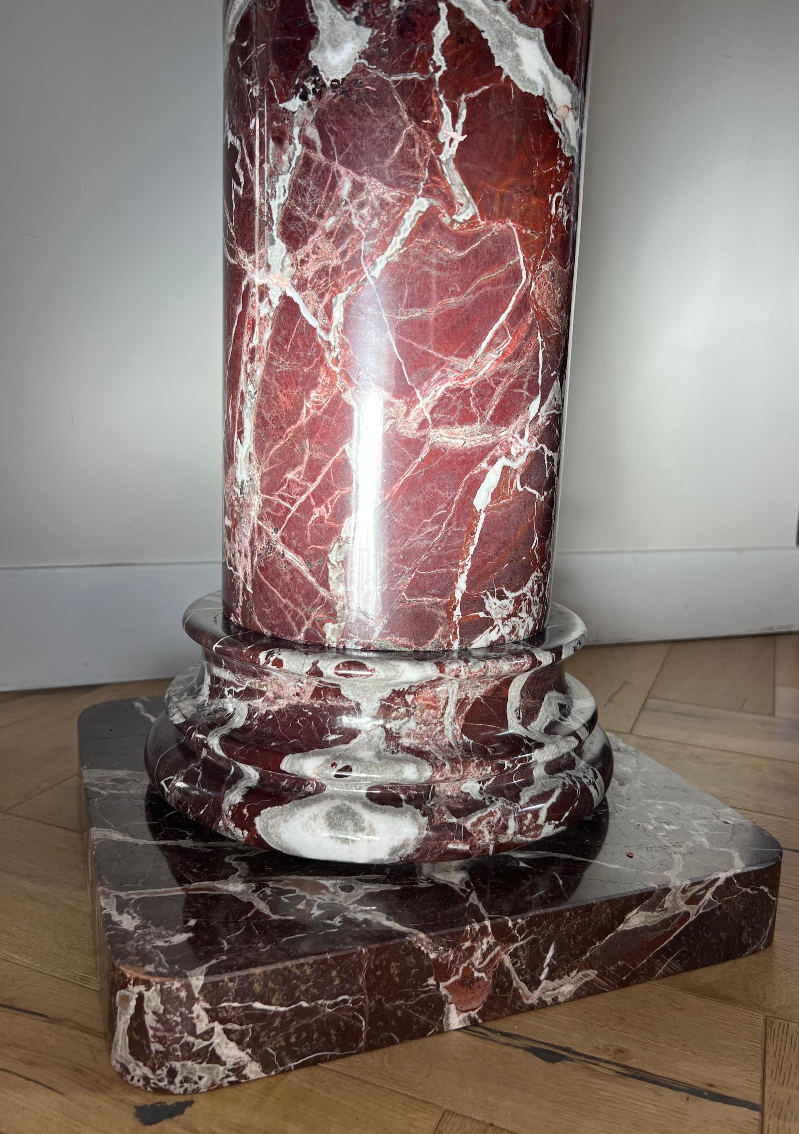 Monumental Vintage Italian Rosso Levanto Marble Pedestal, Early 20th Century 6