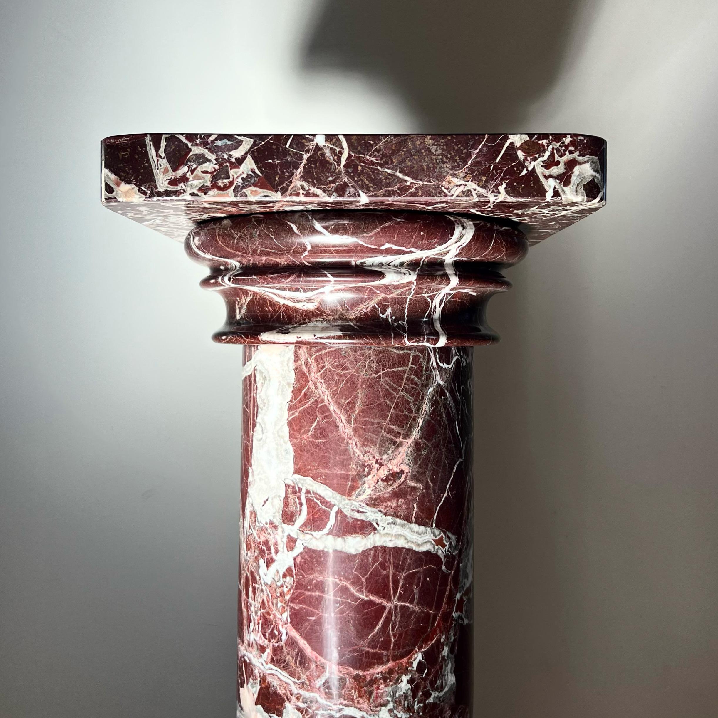 Monumental Vintage Italian Rosso Levanto Marble Pedestal, Early 20th Century 7