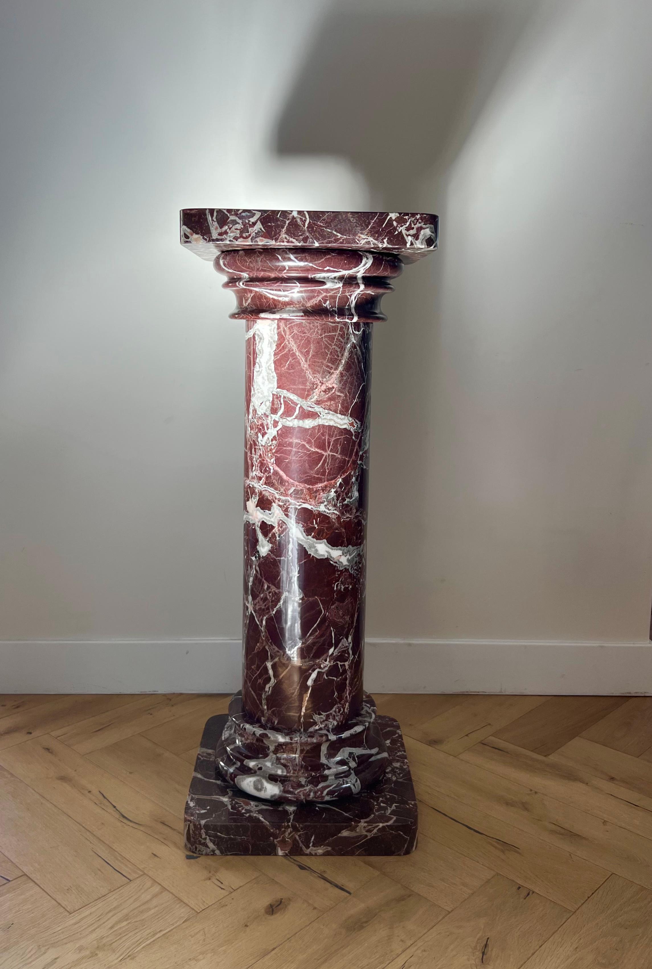Monumental Vintage Italian Rosso Levanto Marble Pedestal, Early 20th Century 10