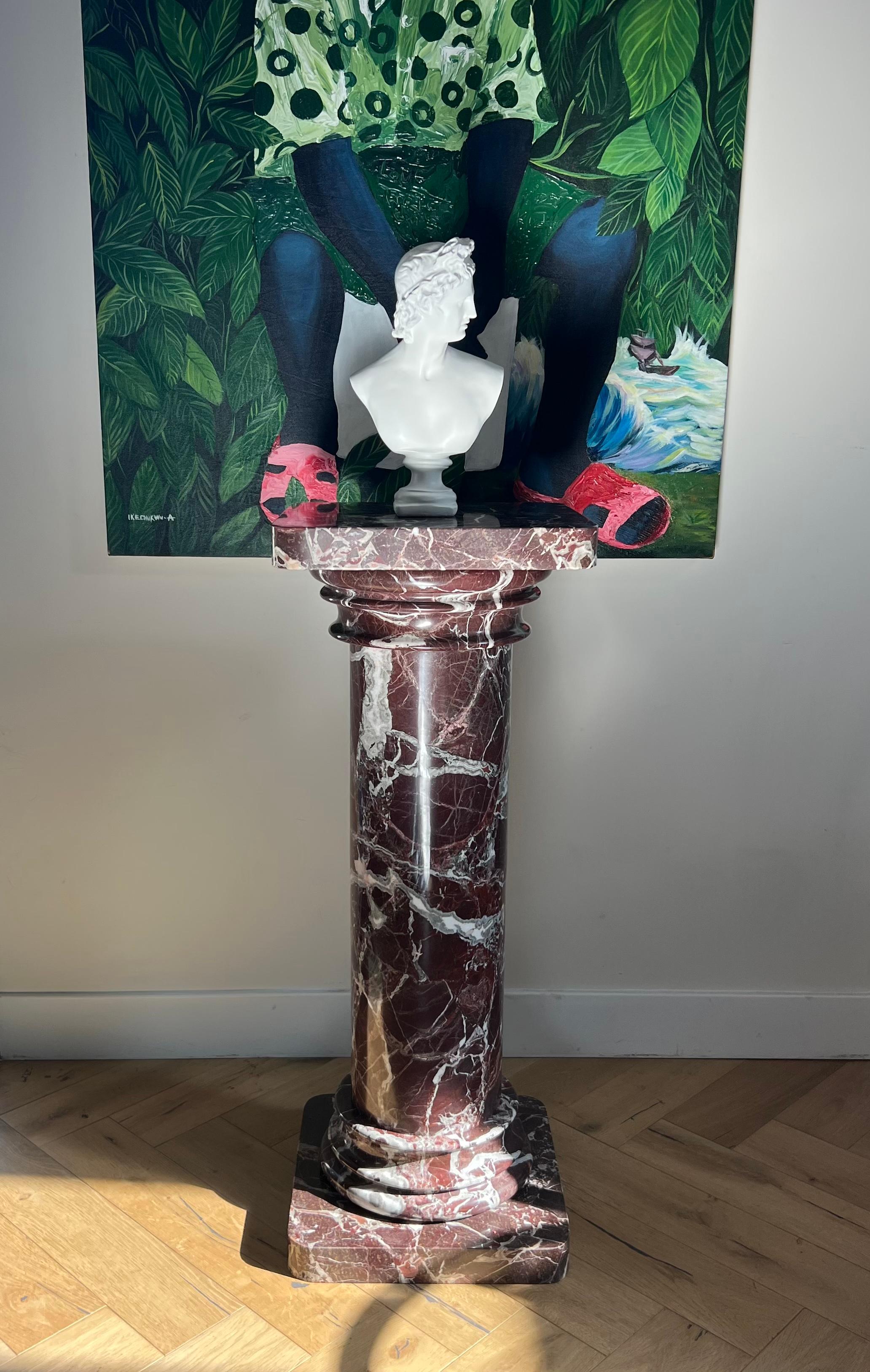 Monumental Vintage Italian Rosso Levanto Marble Pedestal, Early 20th Century 12