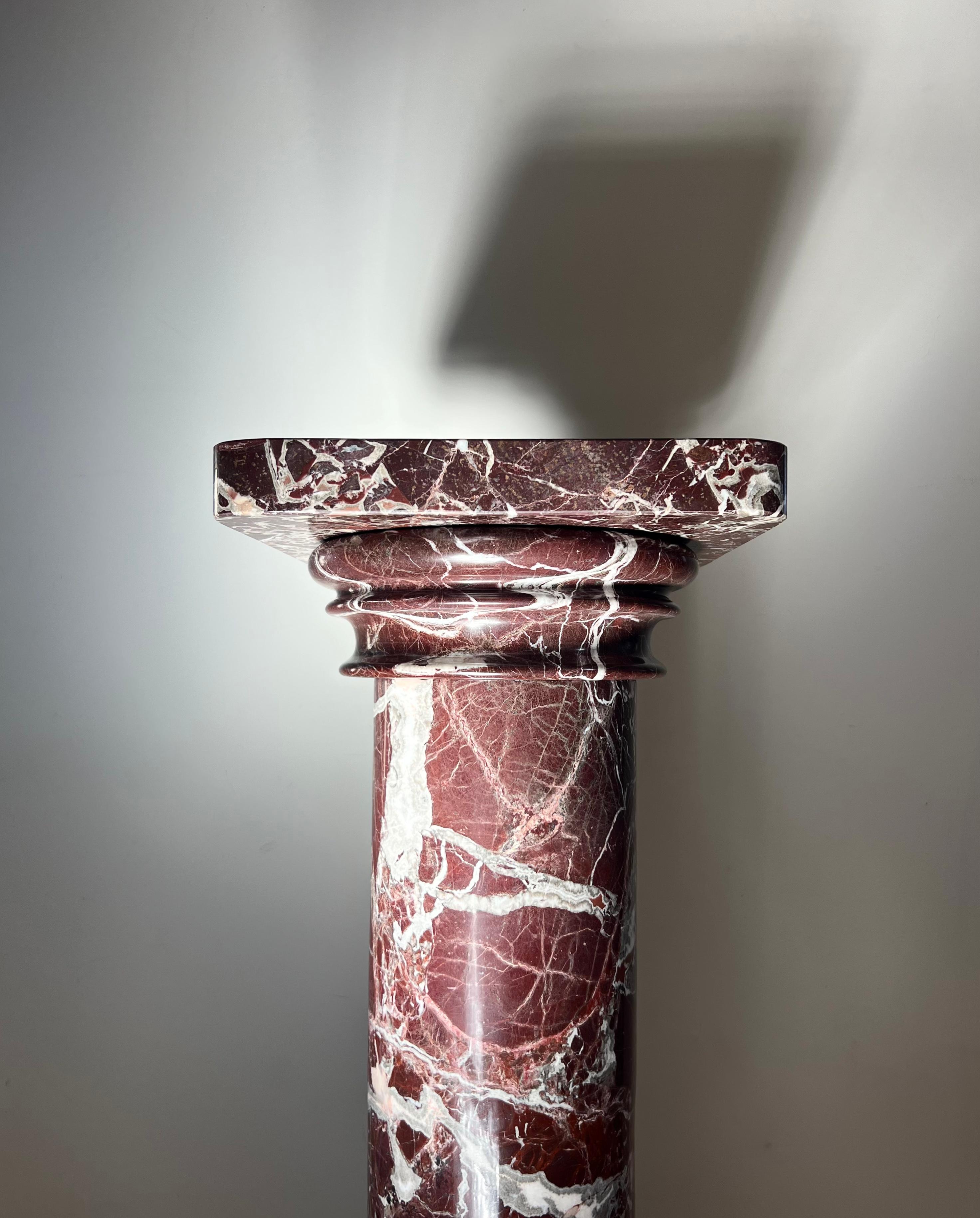 Monumental Vintage Italian Rosso Levanto Marble Pedestal, Early 20th Century 13
