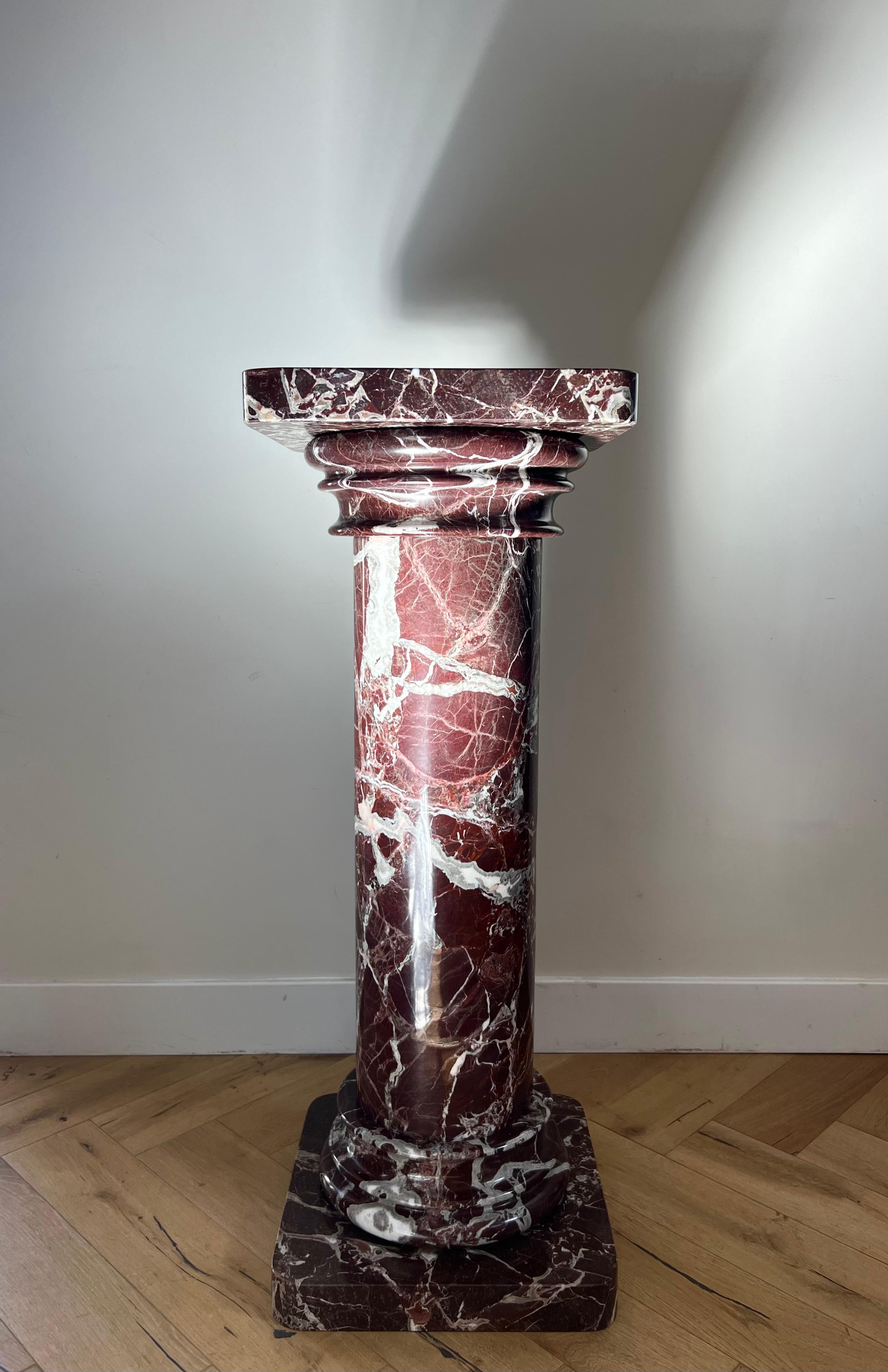 Monumental Vintage Italian Rosso Levanto Marble Pedestal, Early 20th Century 14