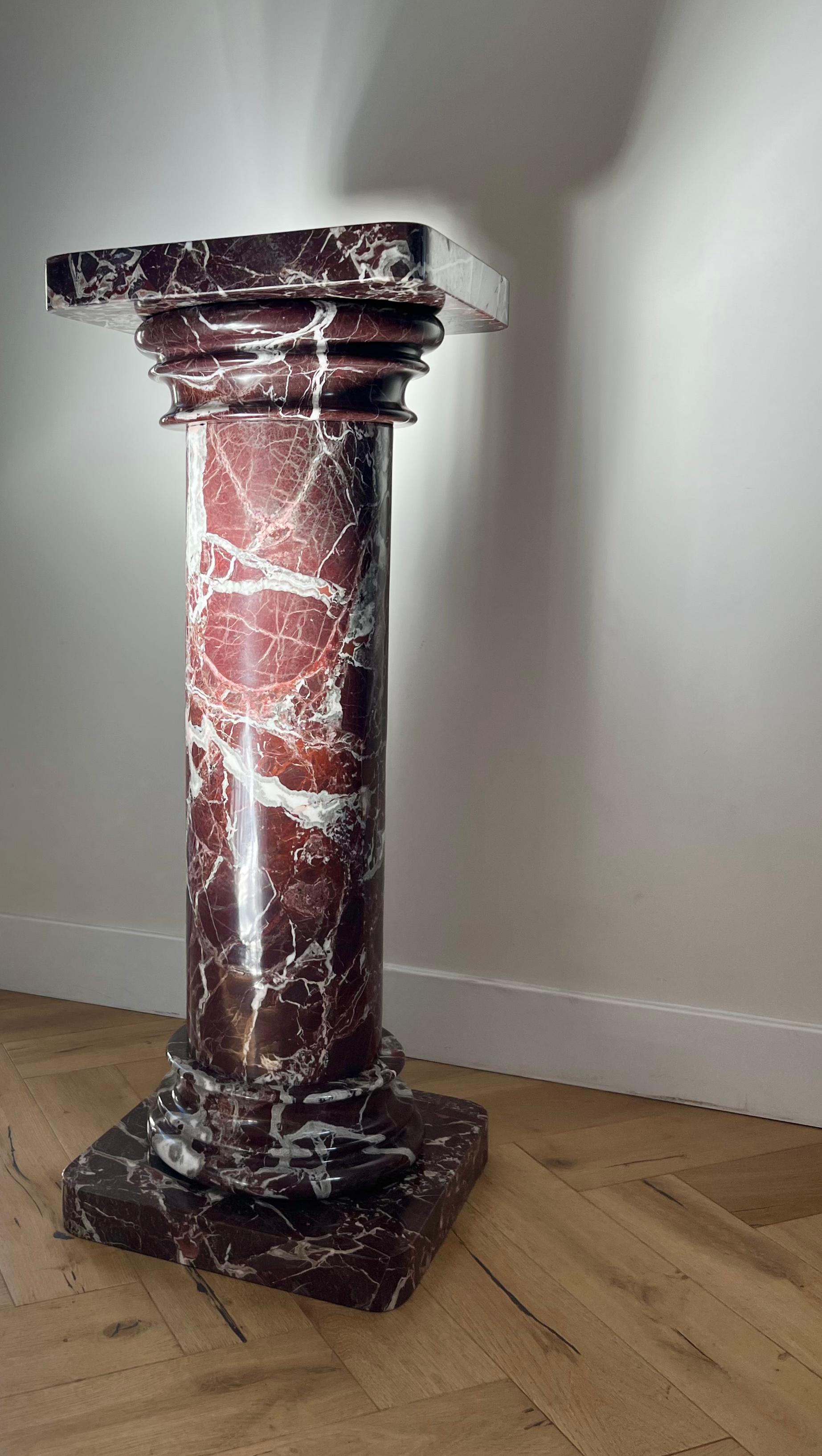 Monumental Vintage Italian Rosso Levanto Marble Pedestal, Early 20th Century 1