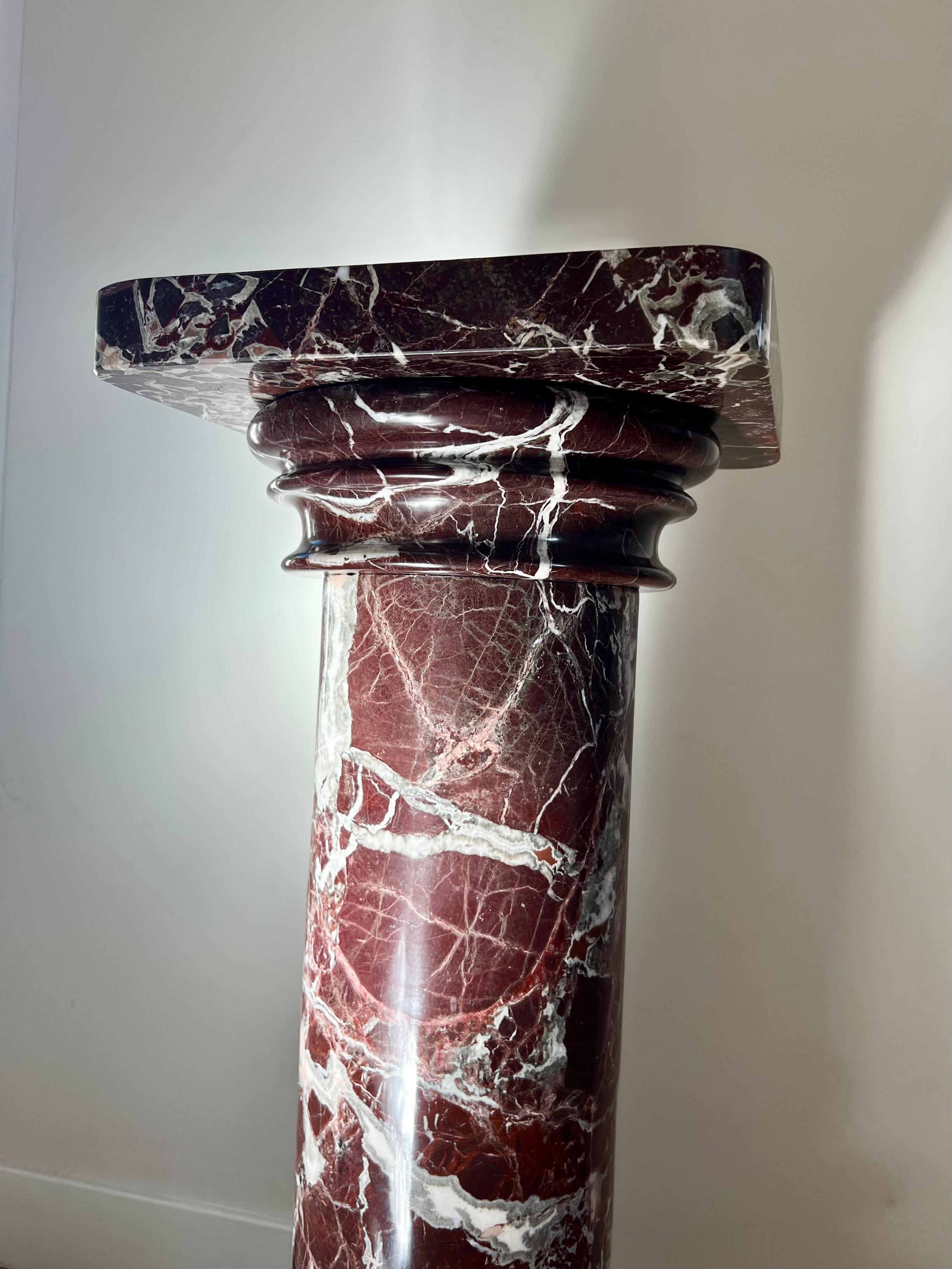 Monumental Vintage Italian Rosso Levanto Marble Pedestal, Early 20th Century 2