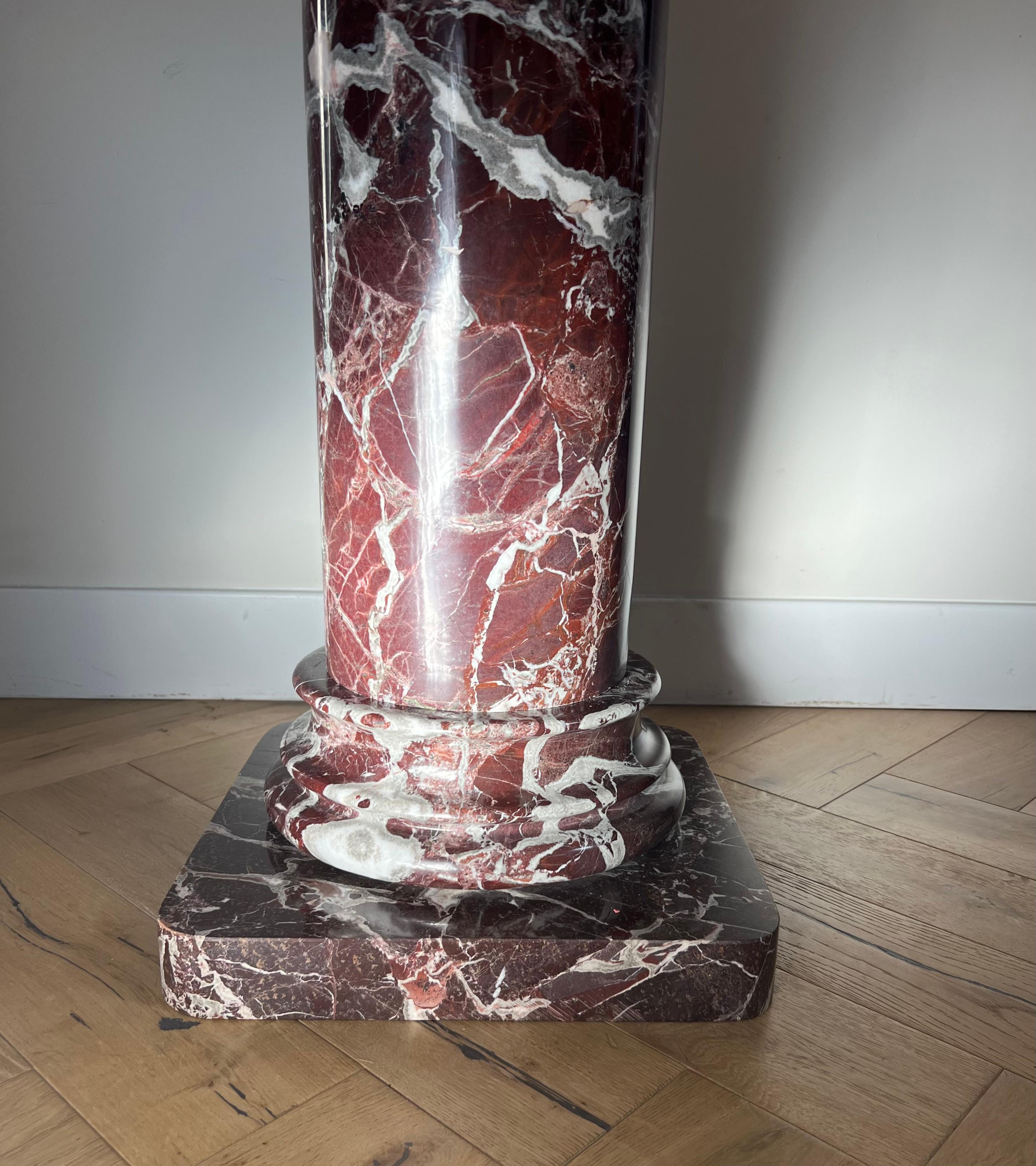 Monumental Vintage Italian Rosso Levanto Marble Pedestal, Early 20th Century 3