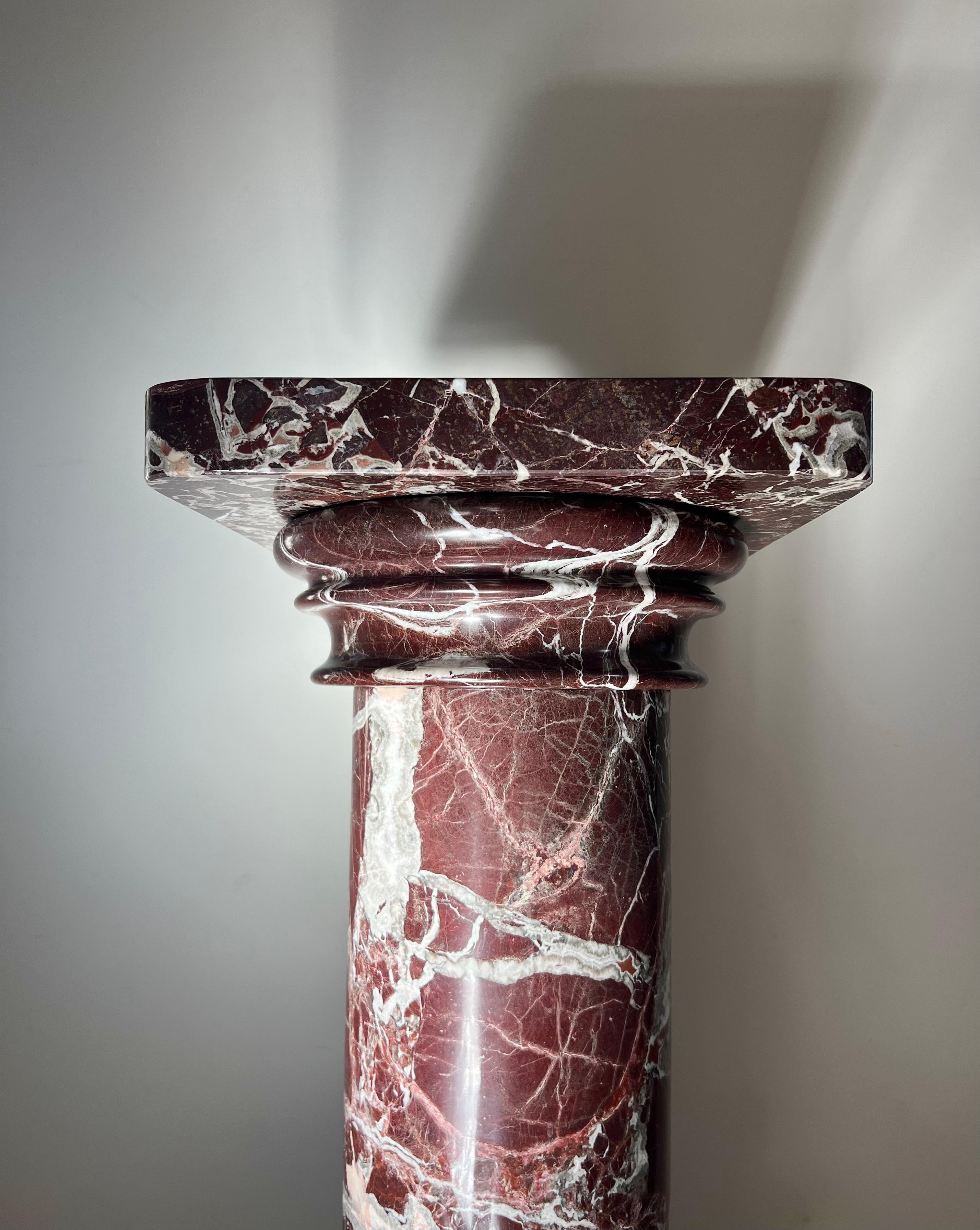 Monumental Vintage Italian Rosso Levanto Marble Pedestal, Early 20th Century 4