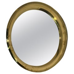 Vintage Italian Round Brass Mirror 1980s