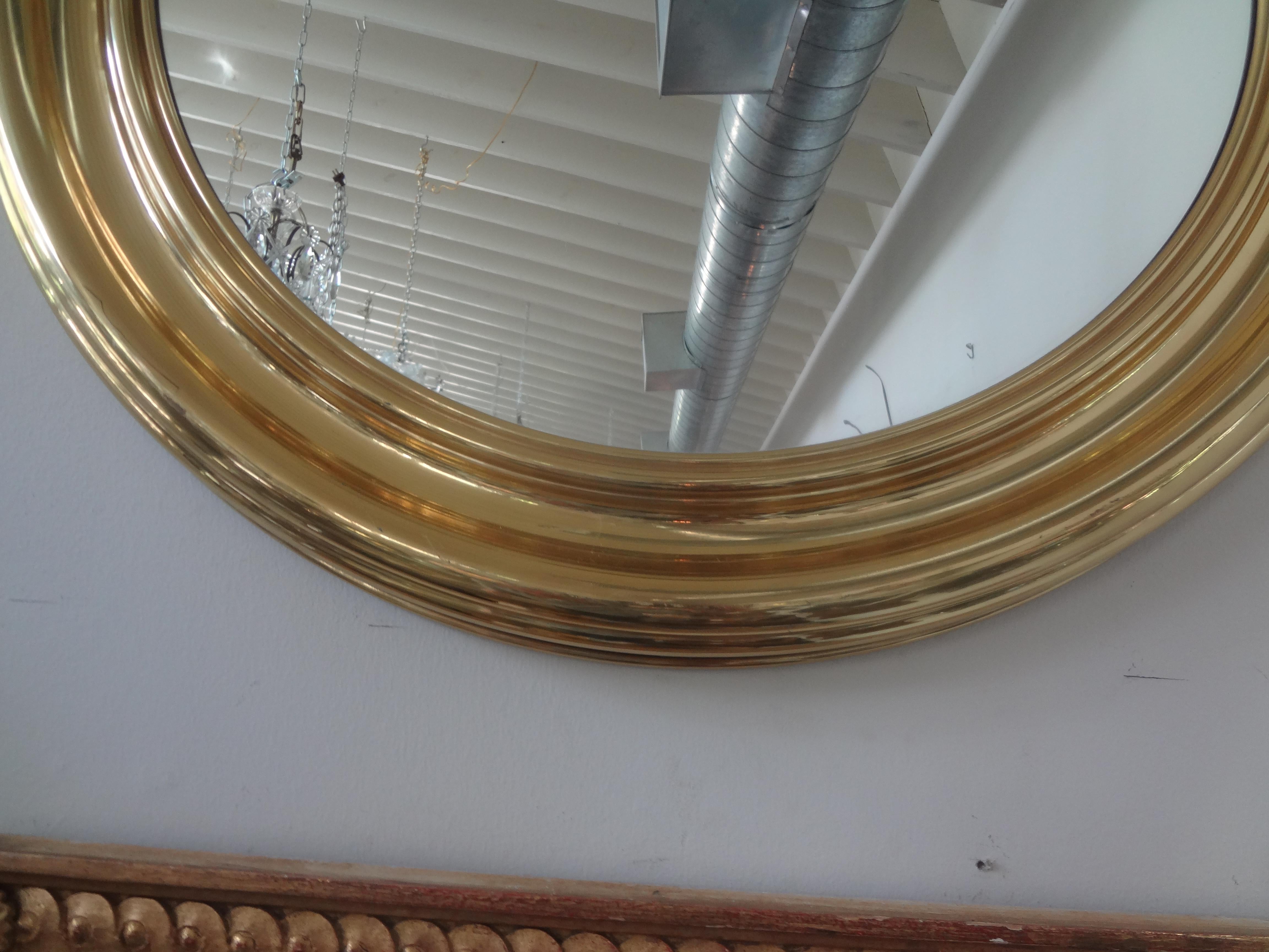 Mid-Century Modern Vintage Italian Round Brass Mirror
