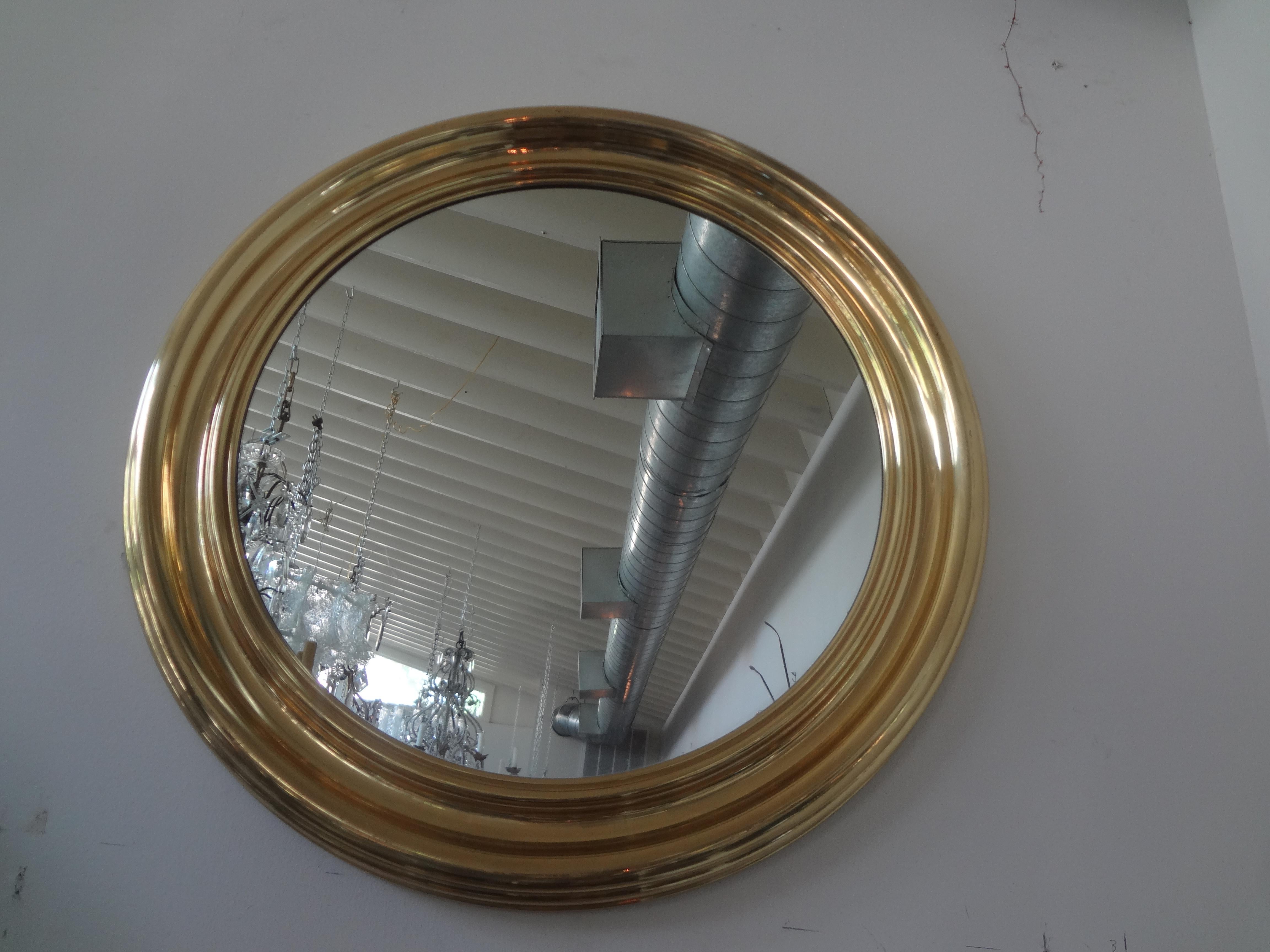 Mid-20th Century Vintage Italian Round Brass Mirror