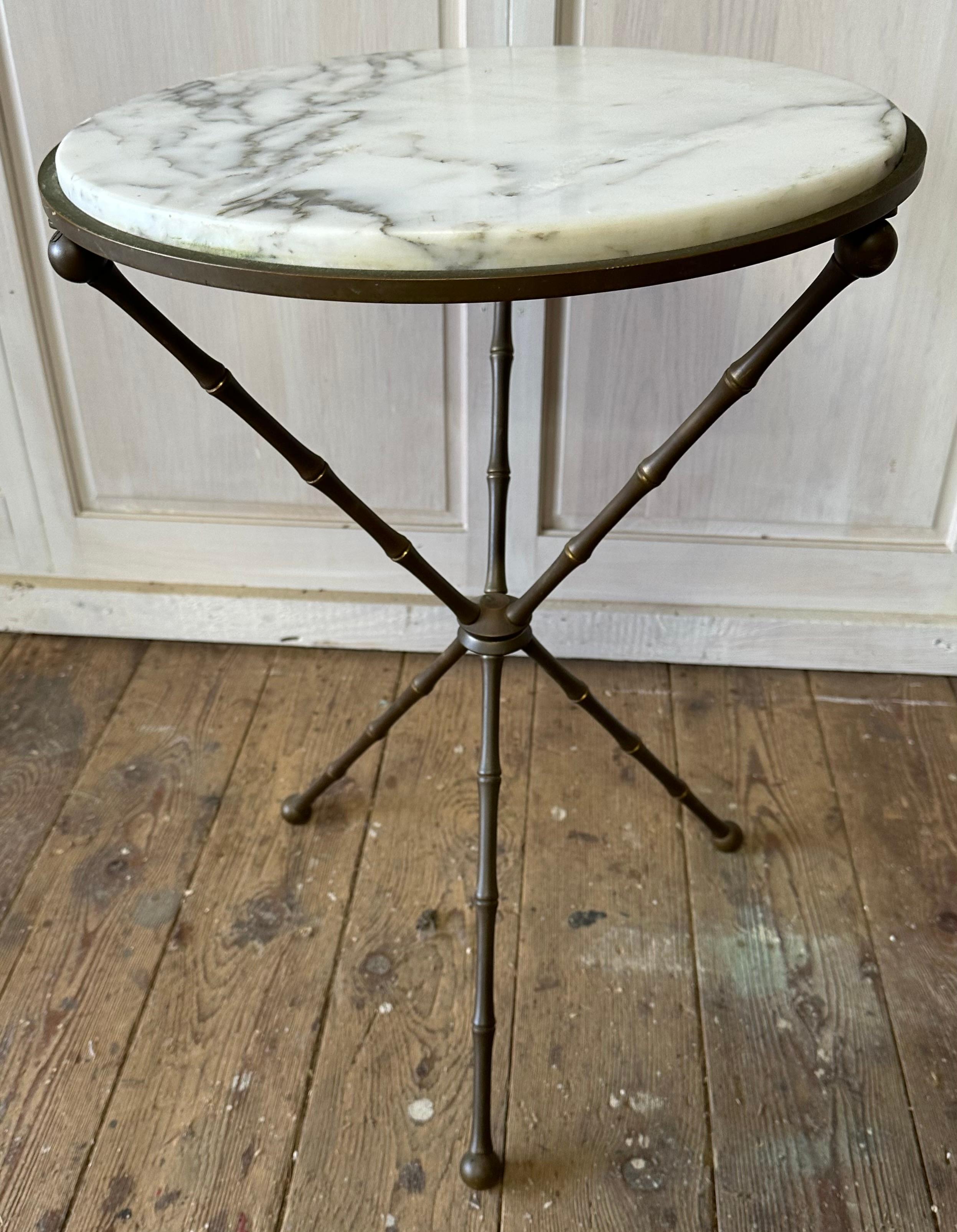 Vintage Italian Round Marble Tripod Side Table or Cocktail Table 1