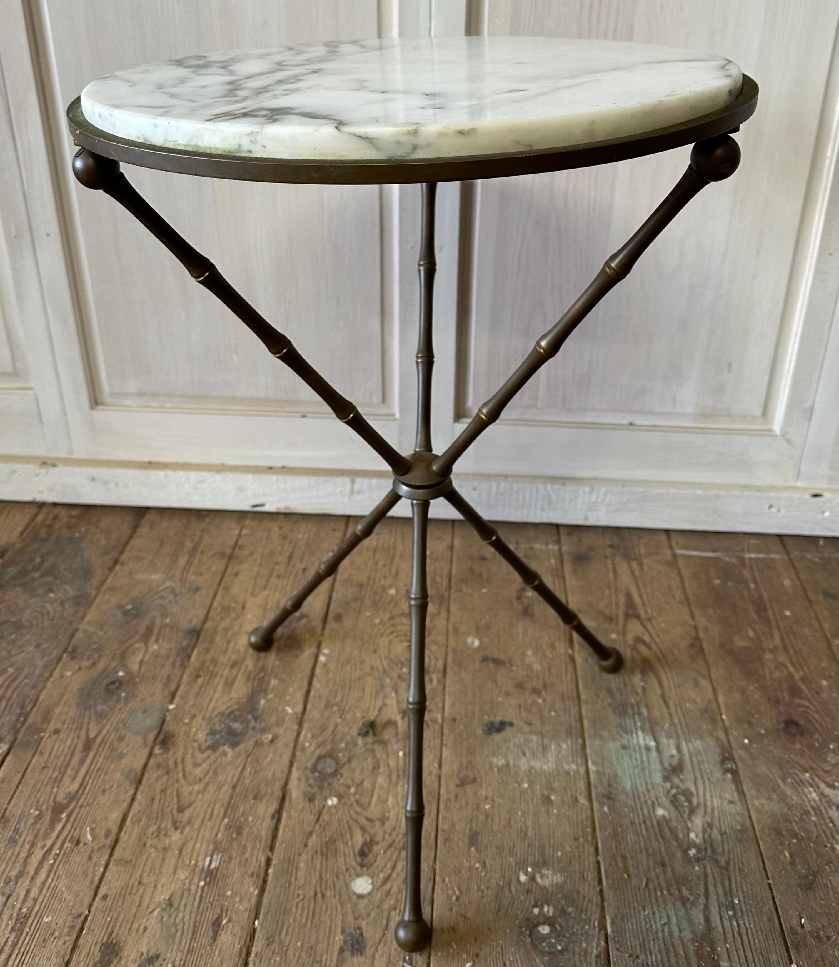 Vintage Italian Round Marble Tripod Side Table or Cocktail Table 2