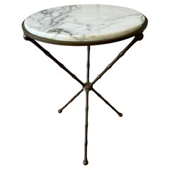 Vintage Italian Round Marble Tripod Side Table or Cocktail Table