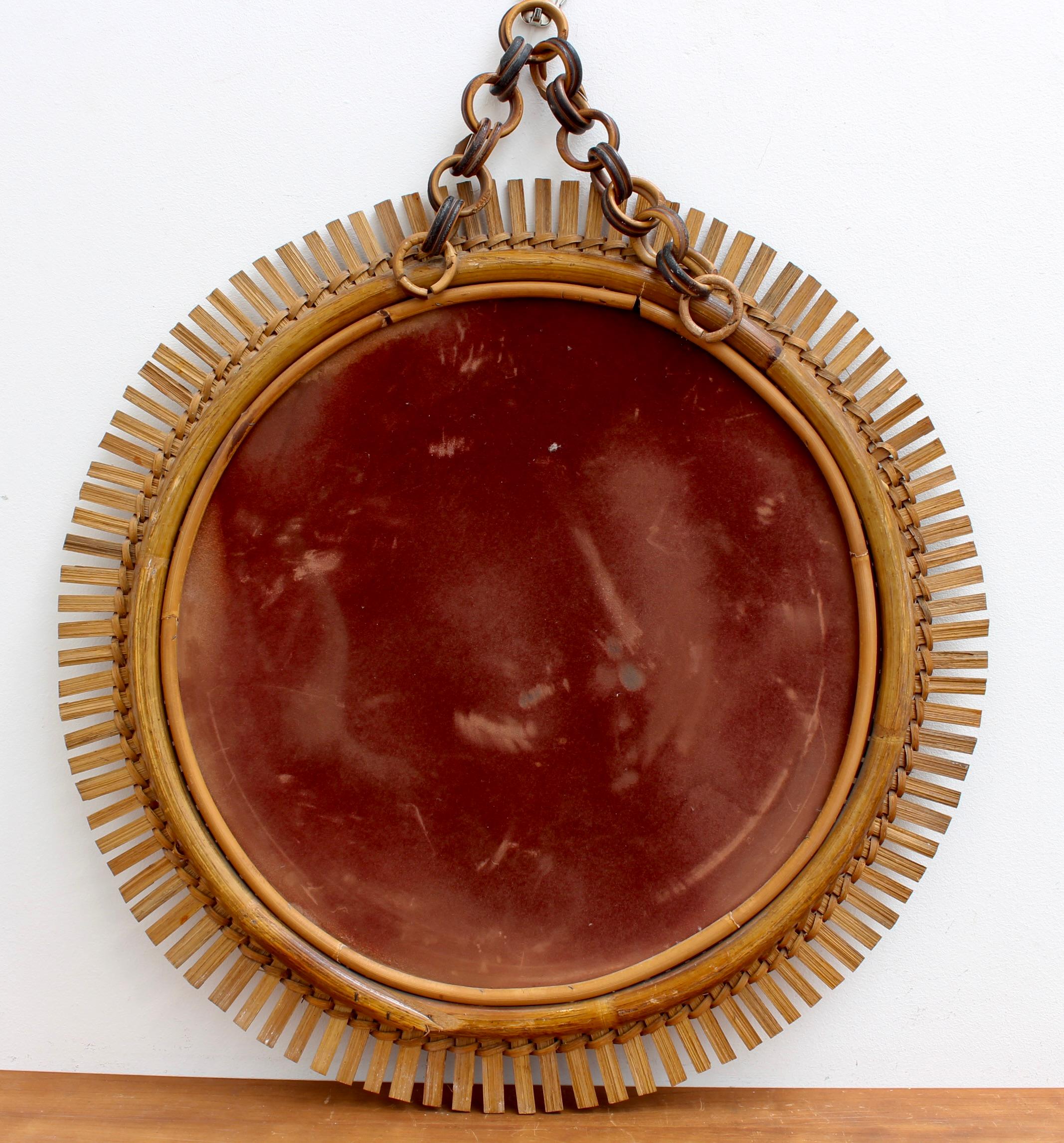 Vintage Italian Round Wall Mirror with Hanging Chain (circa 1960s) For Sale 7