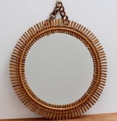 Vintage Italian Round Wall Mirror with Hanging Chain (circa 1960s)