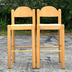 Vintage Italian Rush Seat Padova Barstools - Set of 2
